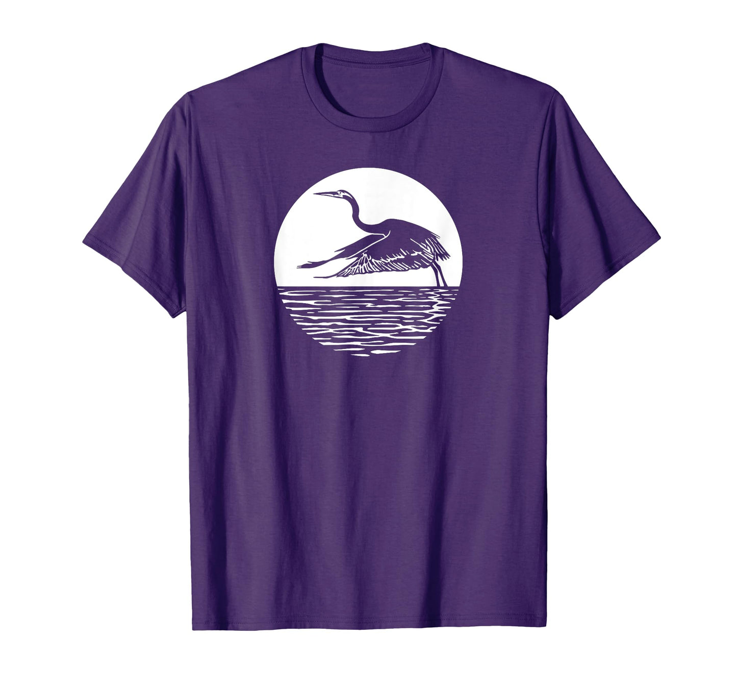 Great Graceful Blue Heron Flying in front of Sun T-Shirt