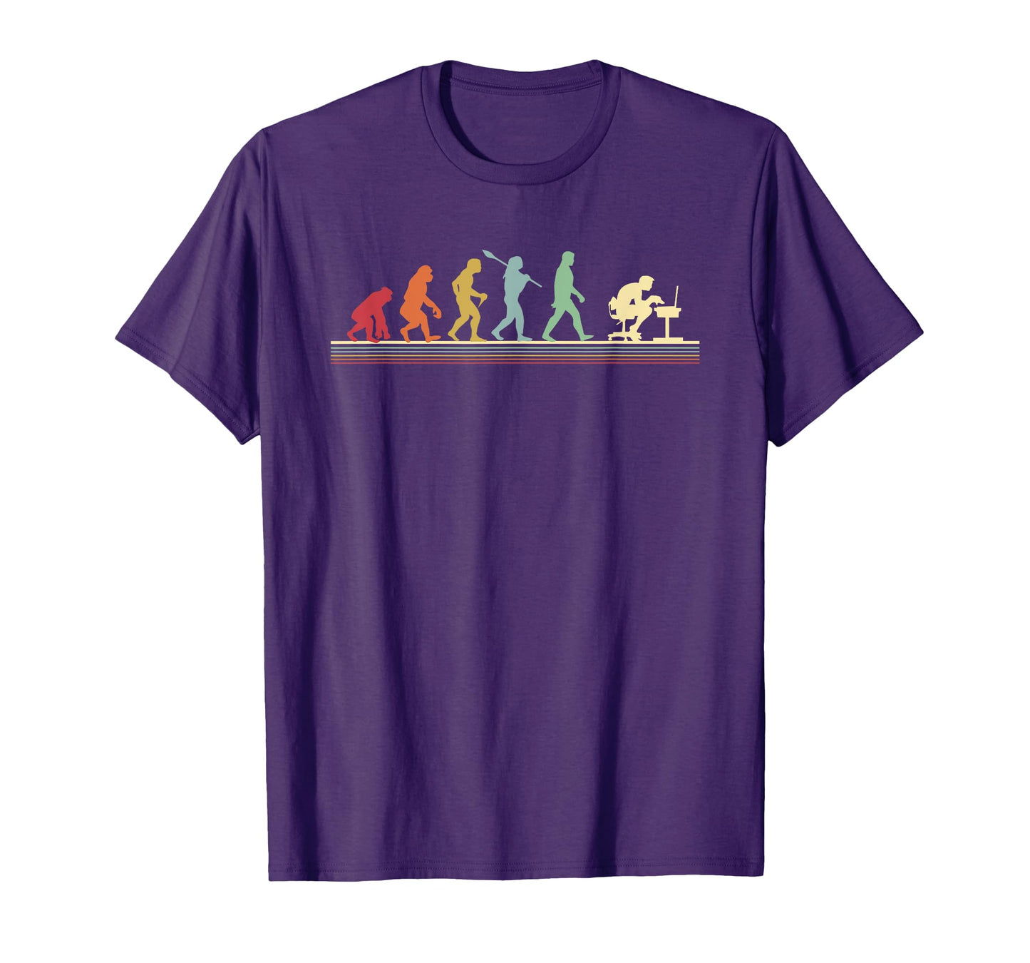Human Evolution Into A Computer Geek Funny Graphic Design T-Shirt