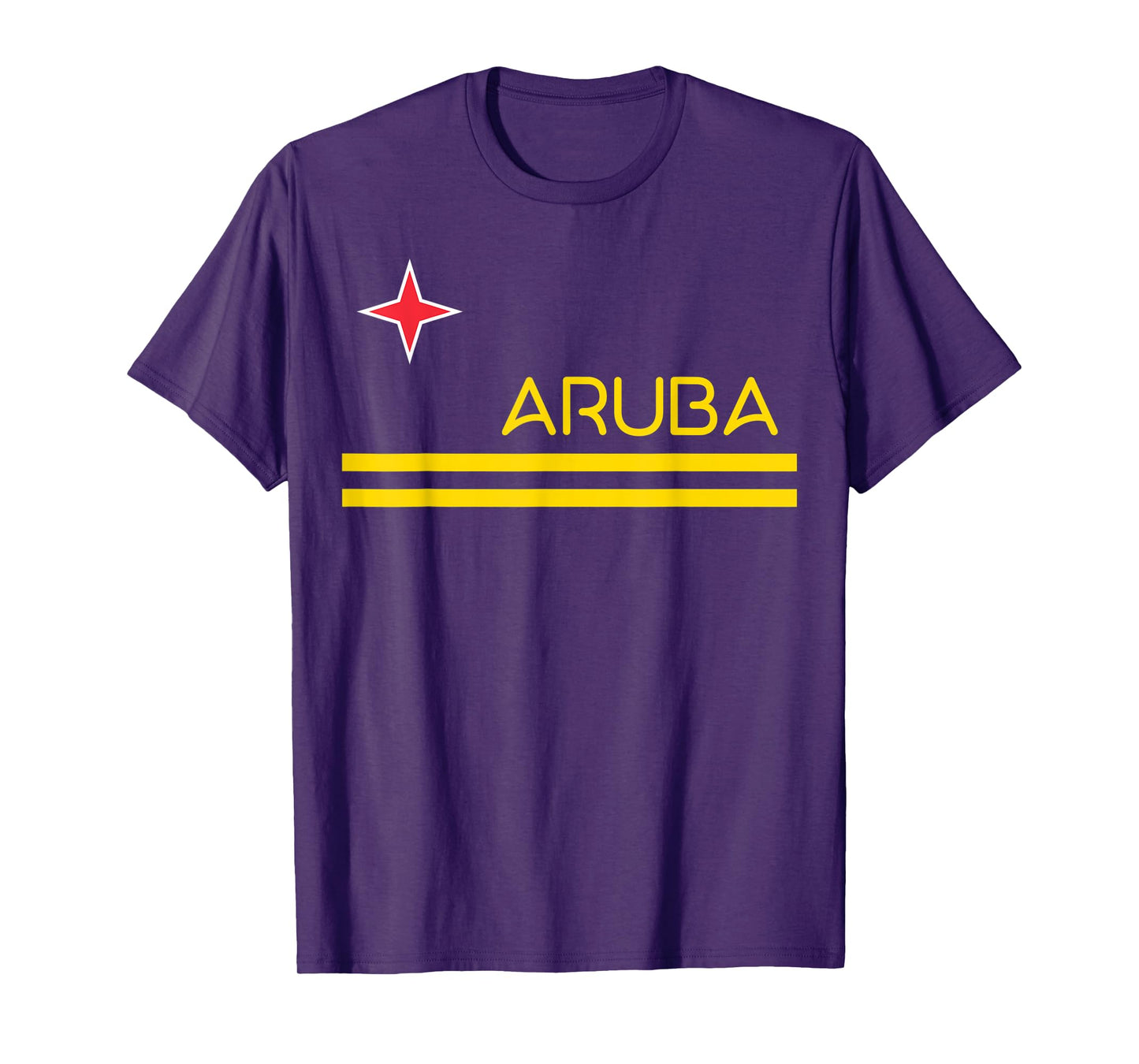 NATIONAL FLAG OF ARUBA ARUBA Flag T-Shirt Unisex-Adults Blue Small Classic Fit Cotton Short Sleeve Crew Neck Collarless T-Shirt