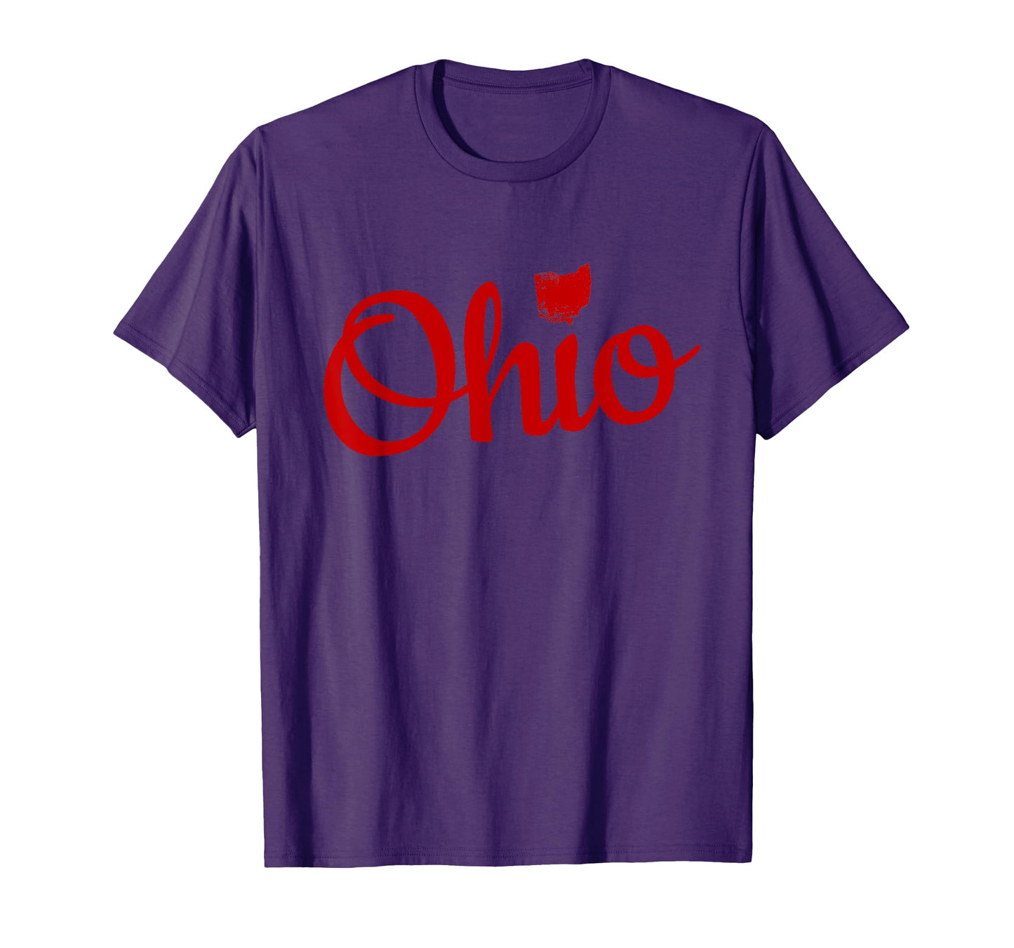 Ohio Shirt OH Red Script Love Home Pride Map Distressed Tee T-Shirt