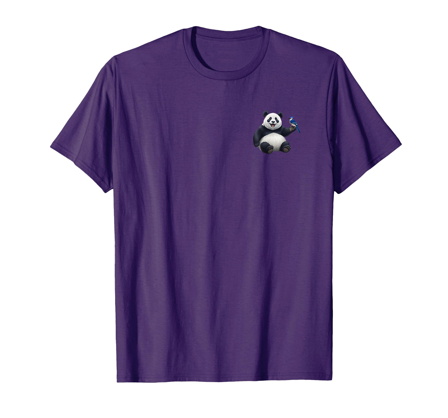 Panda Bear with Blue Jay Bird Animal Lover Biologist T-Shirt