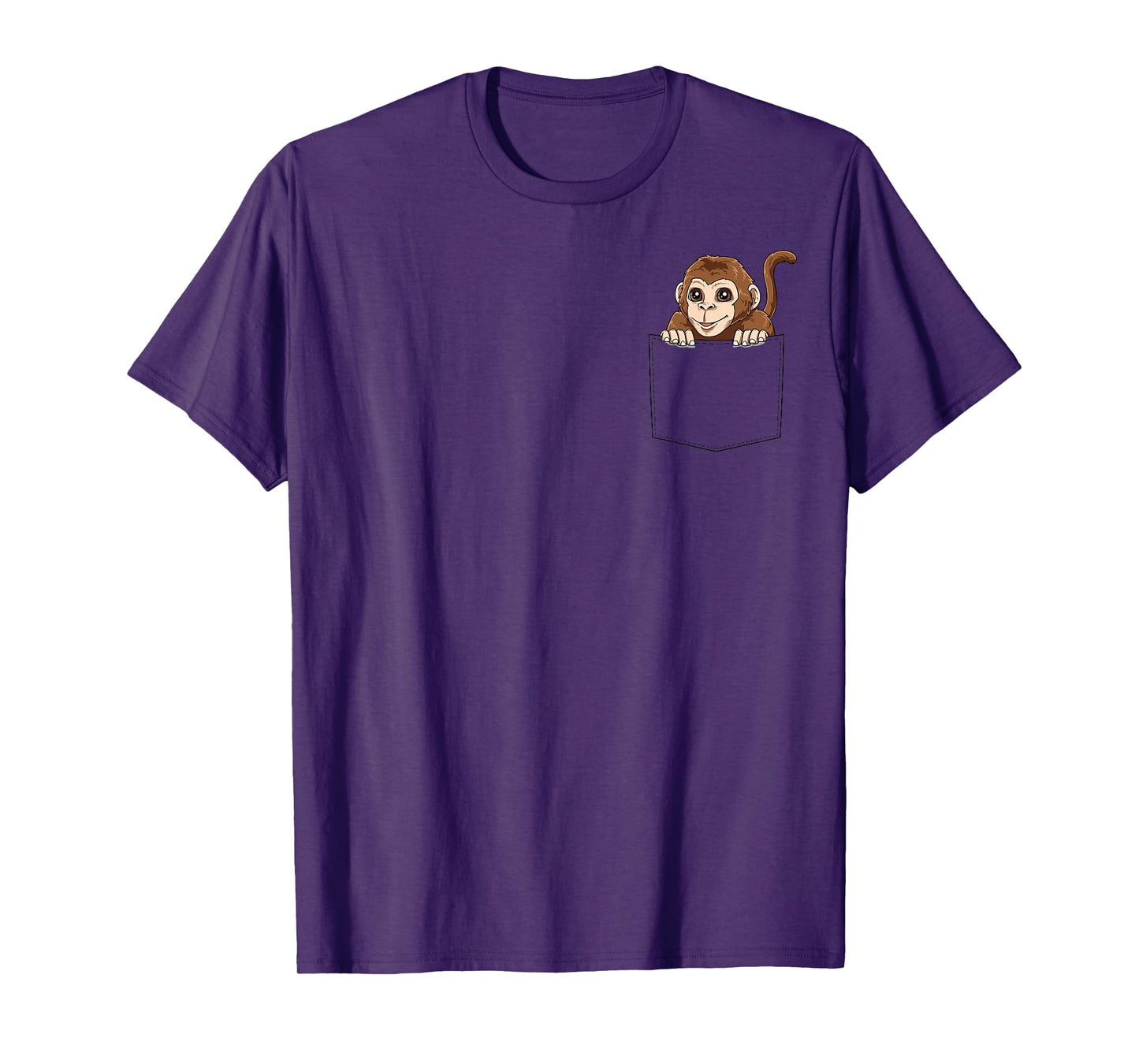 Monkey Peeking Out Of Pocket Funny Monkey Inside Pocket T-Shirt