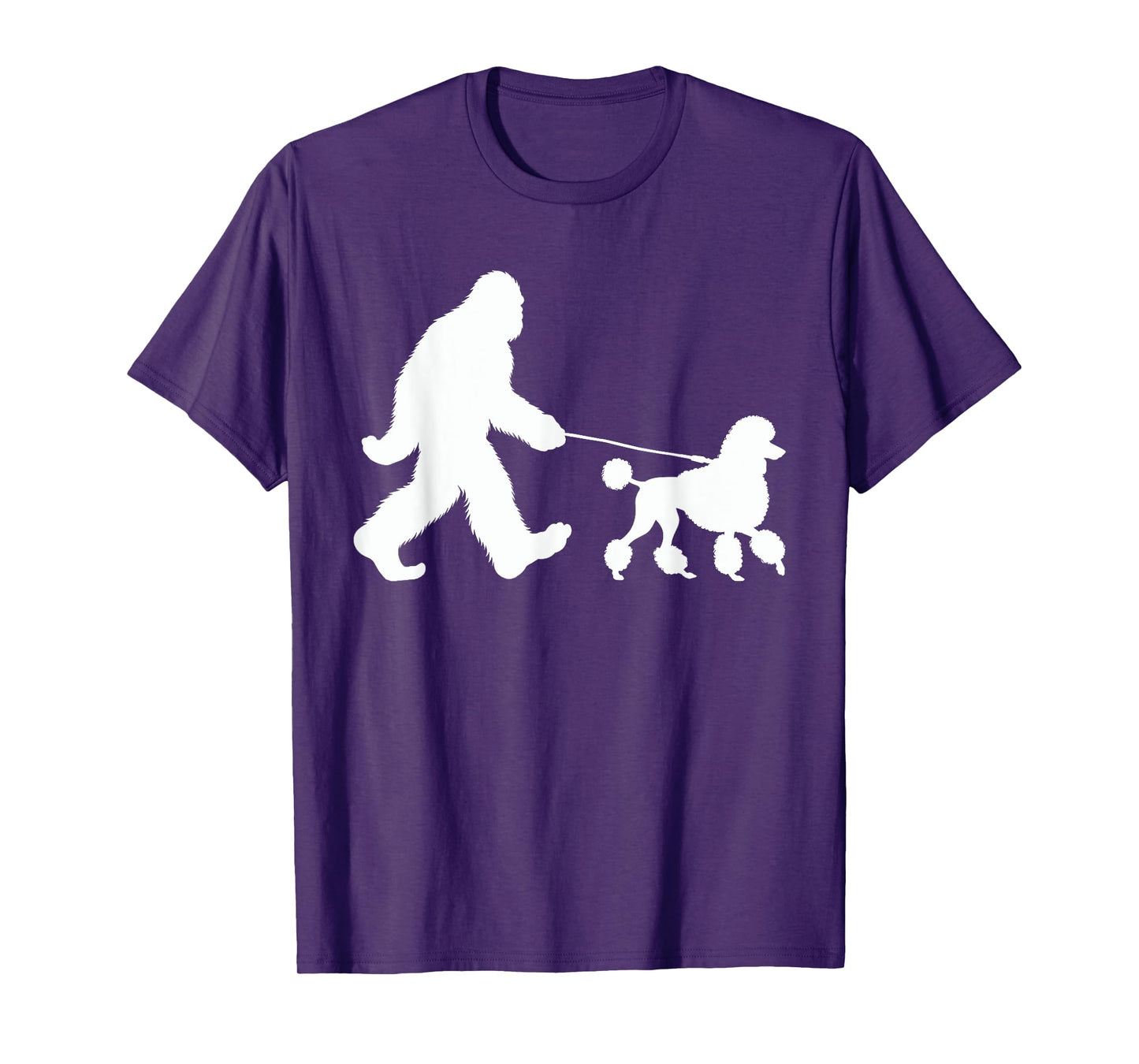 Bigfoot Walking a Dog Funny Standard Poodle Lovers Dog Dad T-Shirt