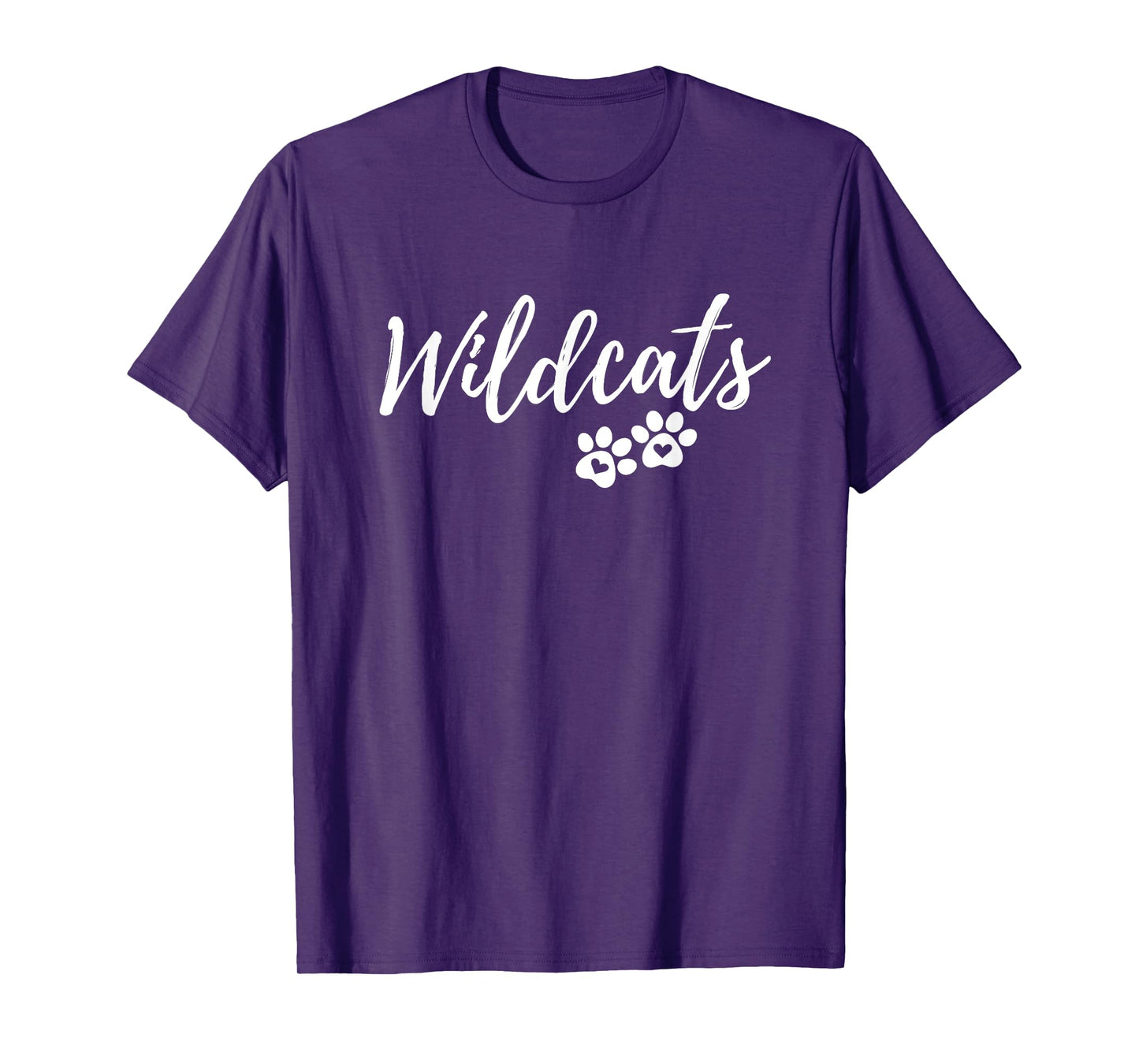 Wildcats - Fancy Script with Heart Paws T-Shirt