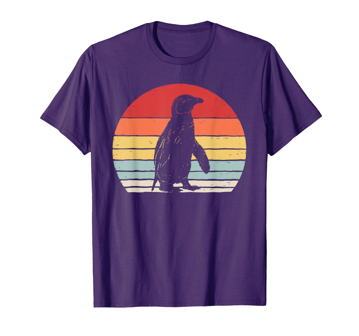 Catch Some Rays Vintage Retro African Penguin Cape Penguin Unisex-Adults Black Short Sleeve T-Shirt