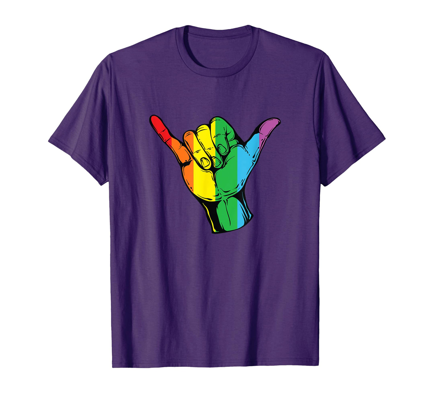 Gay Shaka Hand Sign Shirt Pride Month LGBT Flag Colors Shirt