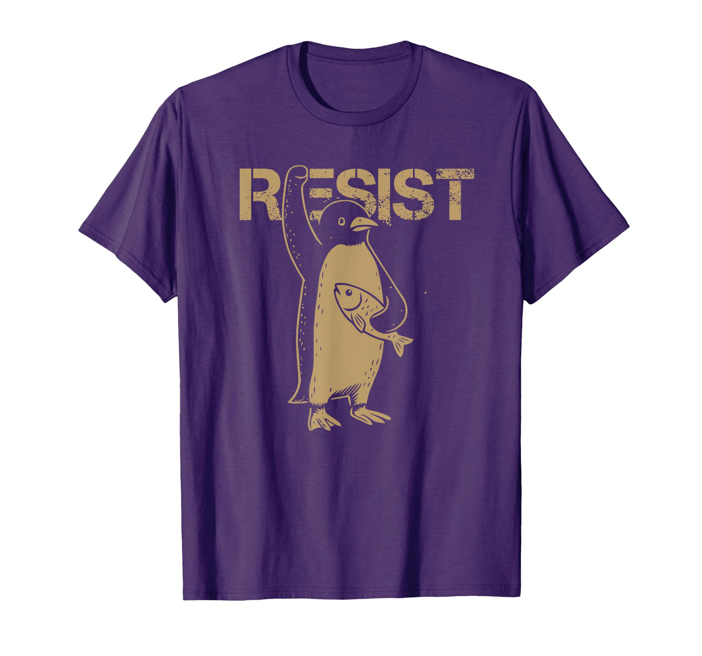 vintage Resist Penguin Fish Protest Activism Humor T-Shirt