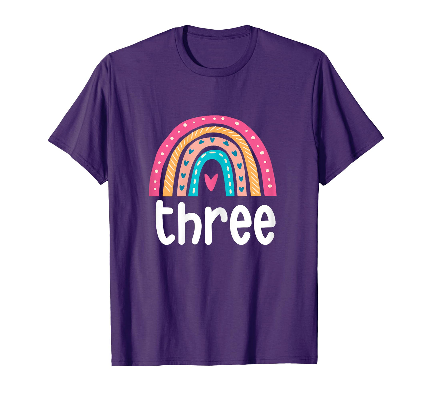 Girls 3rd Birthday Boho Rainbow Three 3 Years Old Birthday T-Shirt