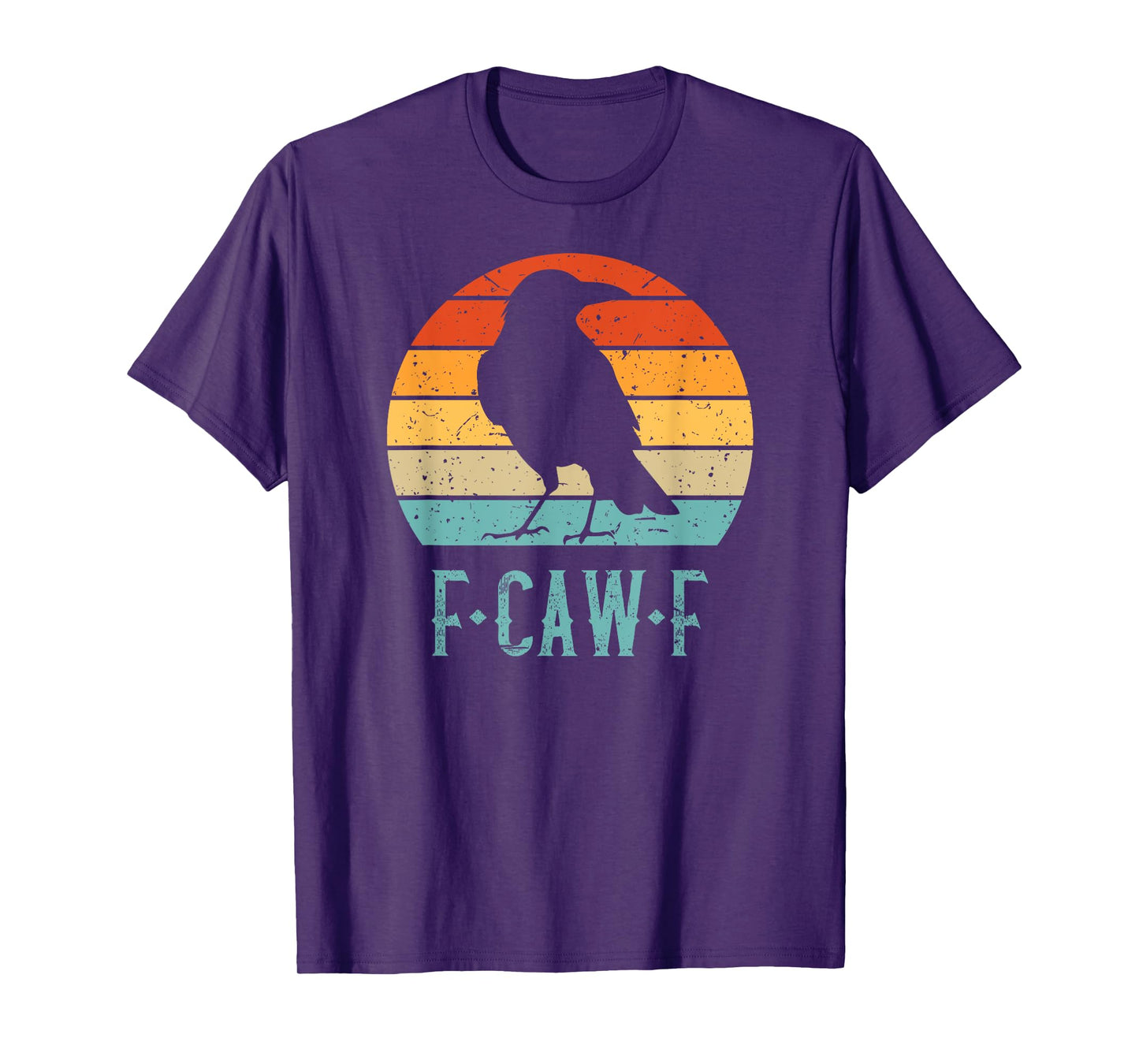 F-Caw-F Black Crow Black Bird Retro Sunset Vintage F-Caw-F T-Shirt