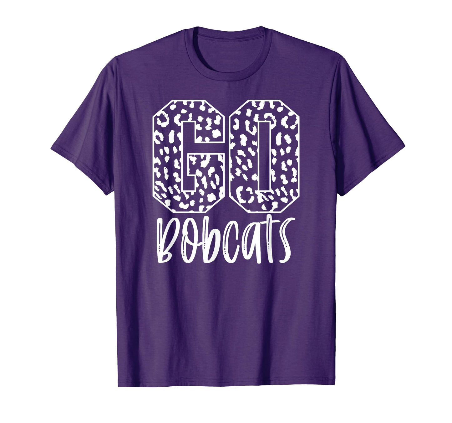 Bobcats Team Mascot School Spirit Game Night Leopard Print T-Shirt