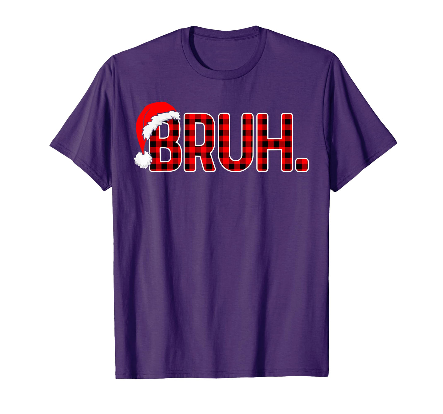 Bruh Funny Christmas Plaid Teens Boys Men Kids Xmas Pajamas T-Shirt