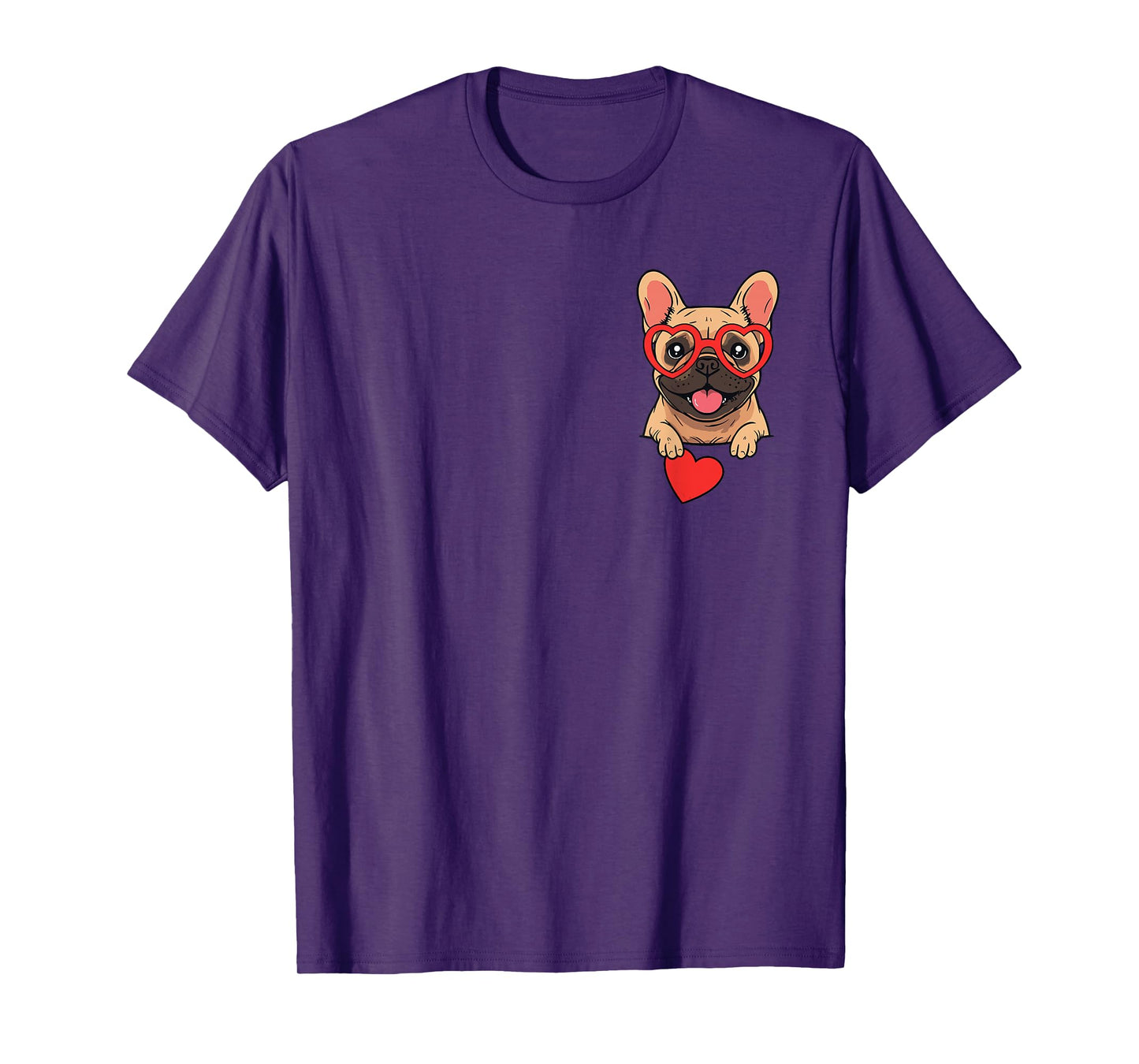 French Bulldog Heart Pocket Cute Frenchie Valentines Day Dog T-Shirt