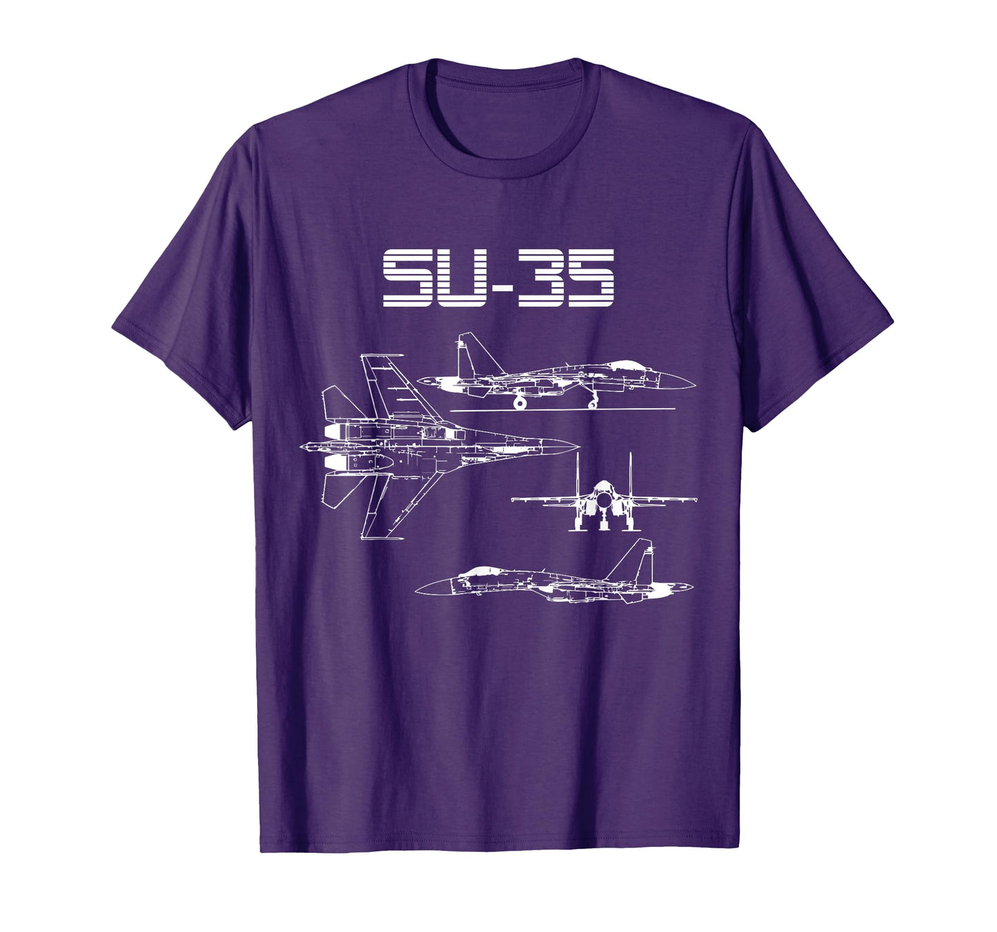 Su-35 Fighter Plane Warbird Blueprint Schematics Diagram T-Shirt