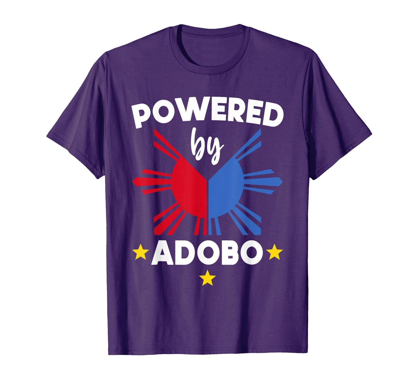 Powered by Adobo Filipino Philippine Sun Flag Pride T-Shirt