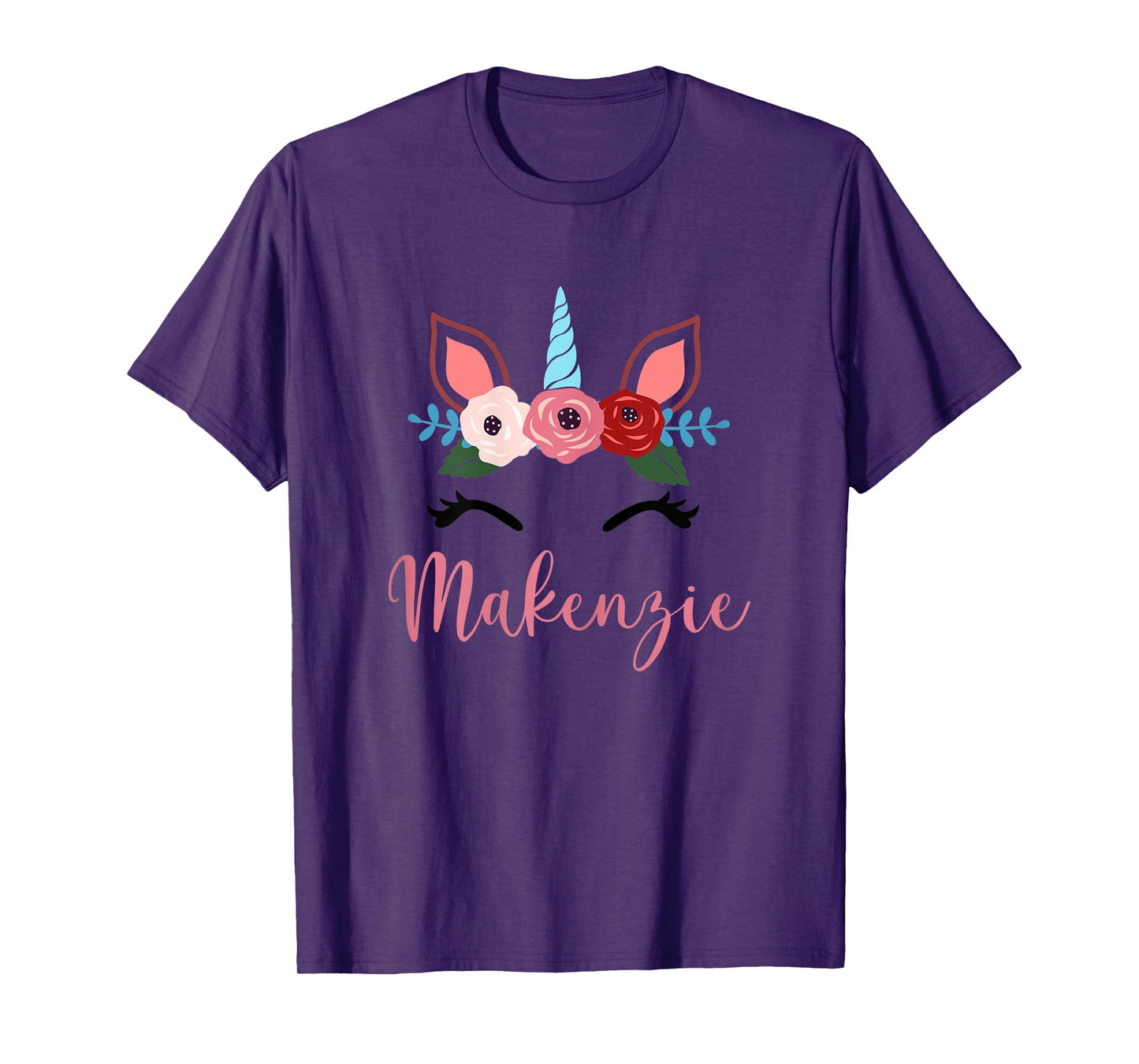 Cute Makenzie Magical Floral Unicorn For Girls T-Shirt