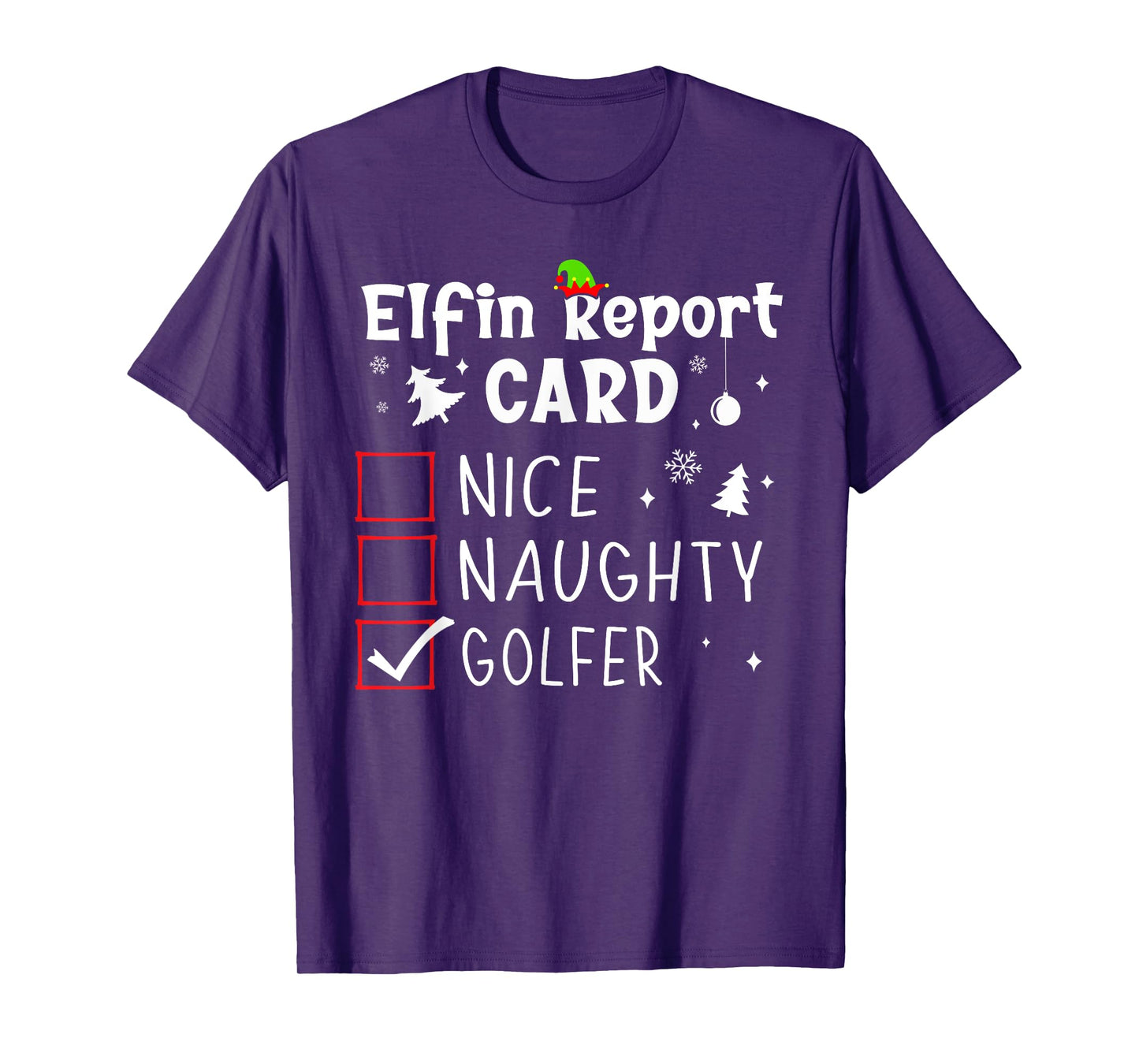 Golf Christmas Nice Naughty Funny Xmas List Golfer Golfing T-Shirt