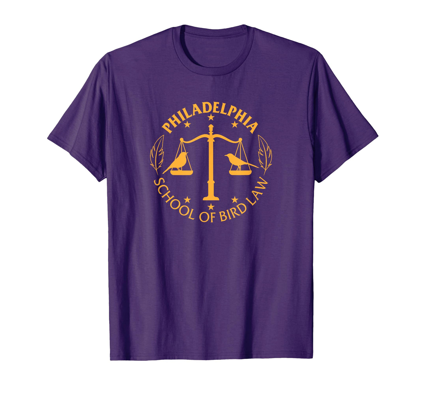 DARIBO Men's Black Short Sleeve Modern T-Shirt, Small, School Humor, Philadelphia School of Bird Law