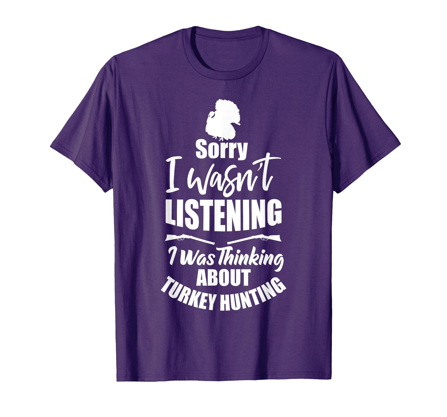 Funny Turkey Hunter Gift I Was Thinking About Turkey Hunting T-Shirt