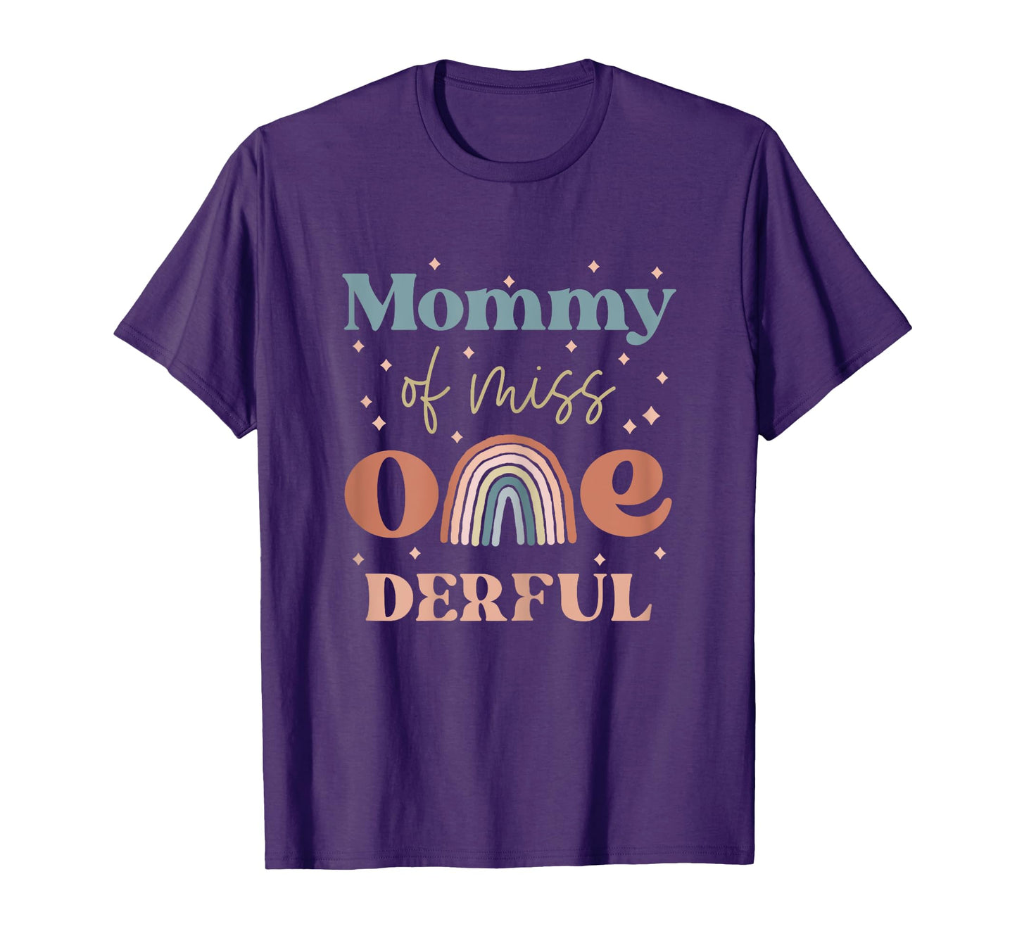 Mommy of Miss Onederful Boho Rainbow Daughter First Birthday T-Shirt