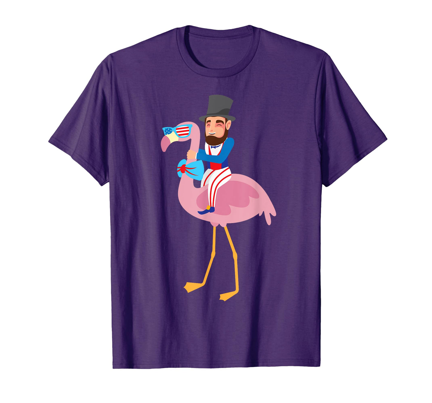 Abraham Lincoln Flamingo 4th Of July American Flag Gift T-Shirt