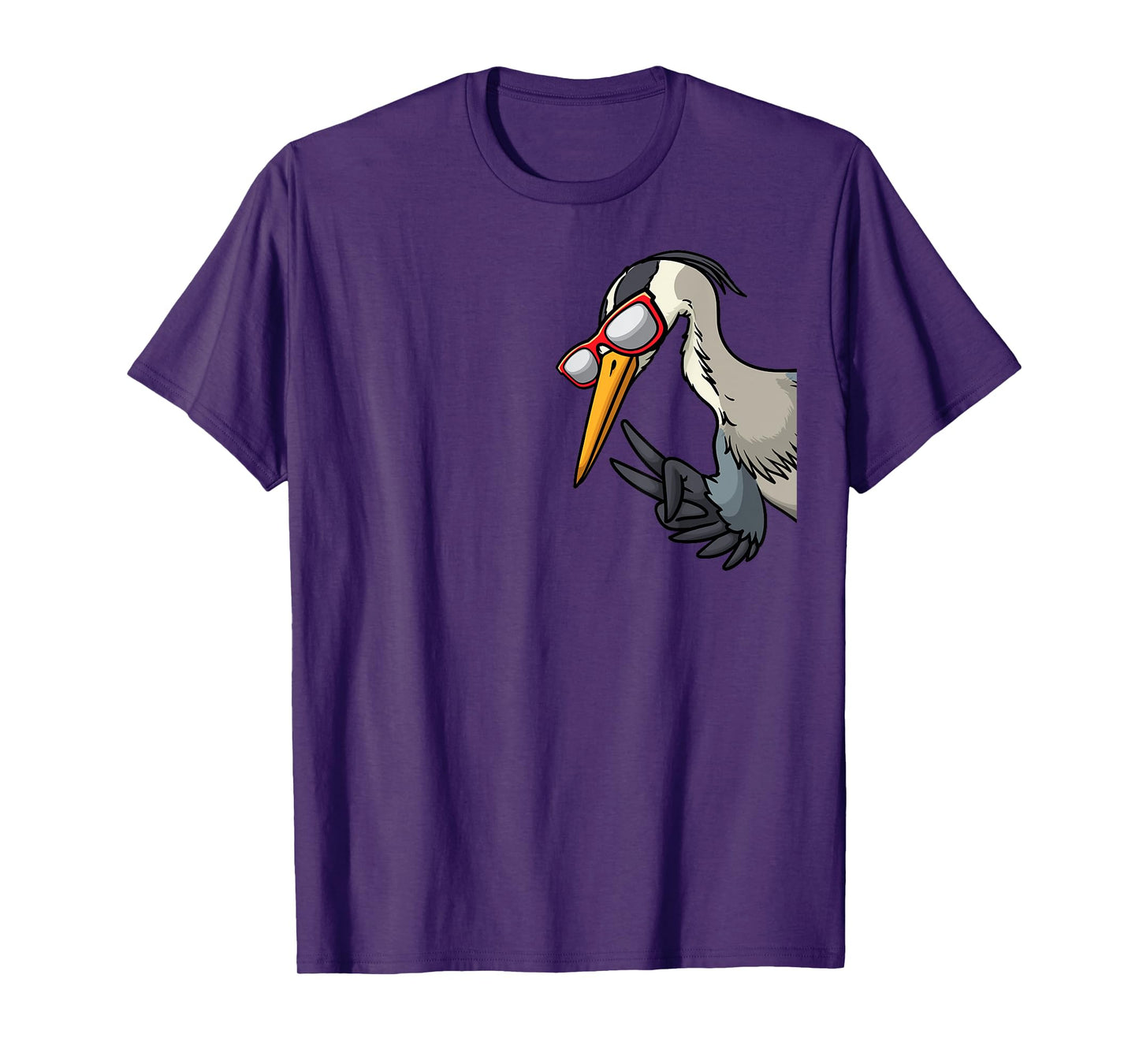 Great Blue Heron Bird With Sunglasses From Side Birder T-Shirt