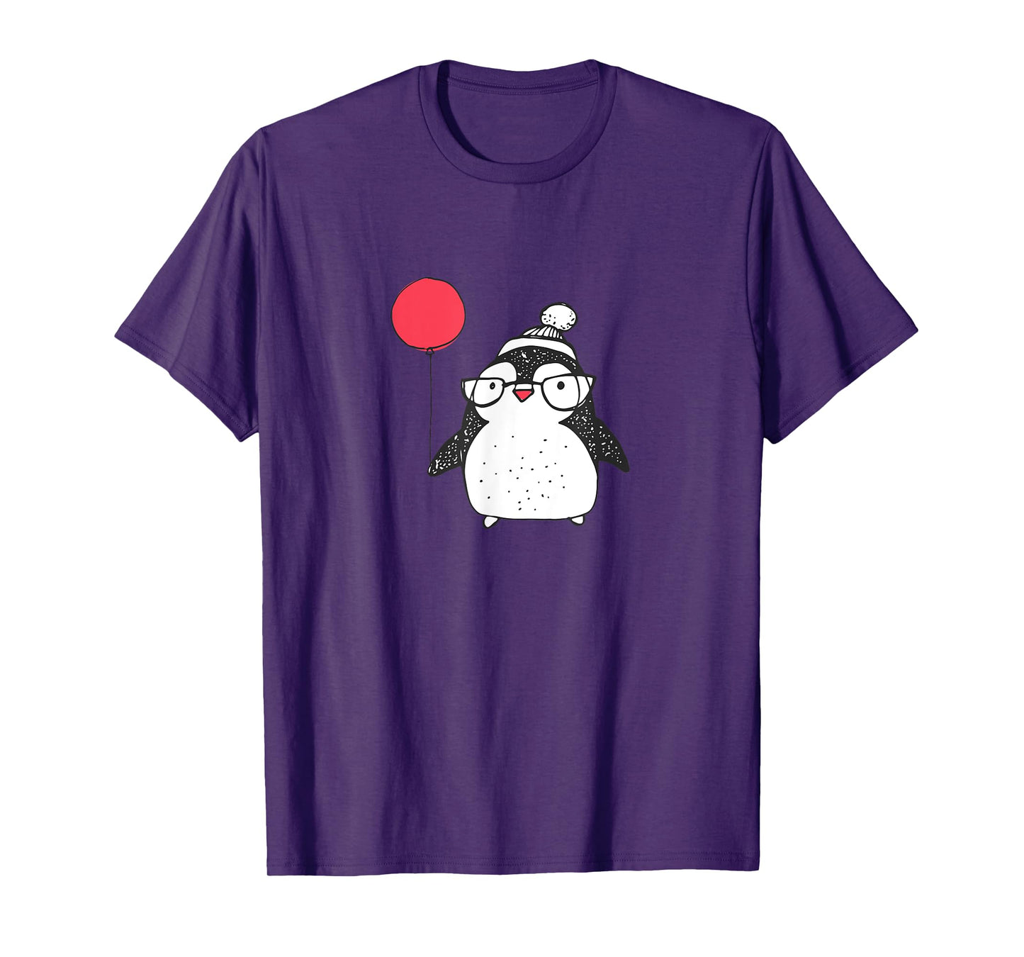 Kids Cute Christmas Baby Penguin Red Balloon Eyeglasses T-Shirt