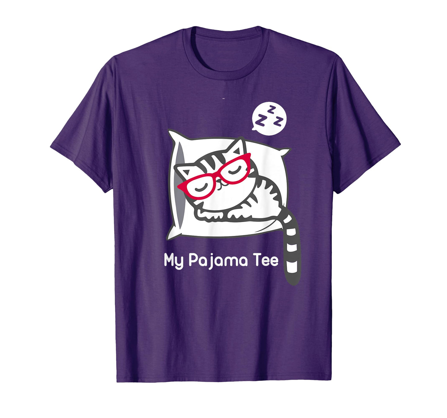 Cat Pajama Shirt Cute Sleeping Kitty with Glasses Pj T Shirt T-Shirt