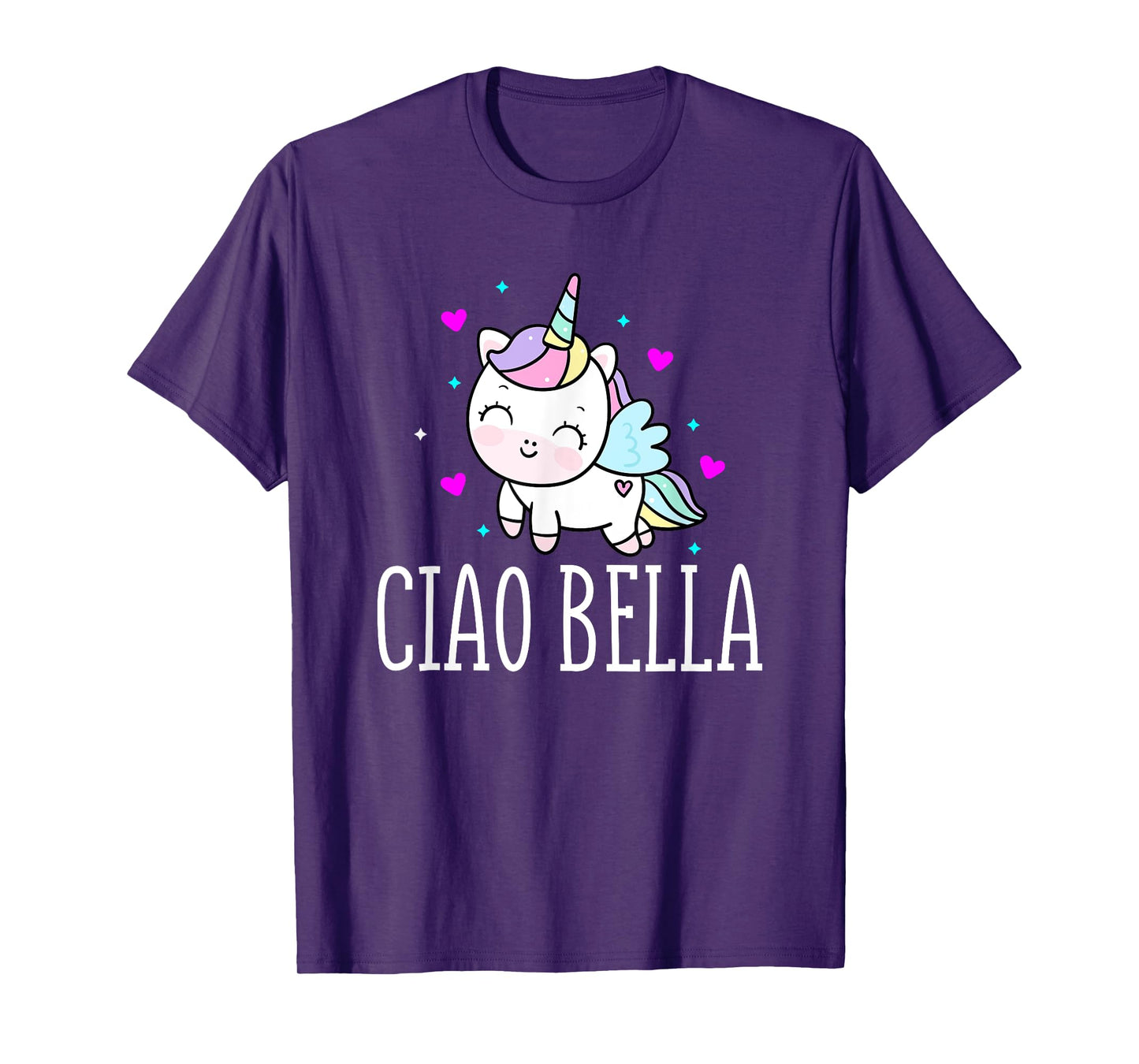 Funny Ciao Bella Heart Unicorn Italy Expression T-Shirt