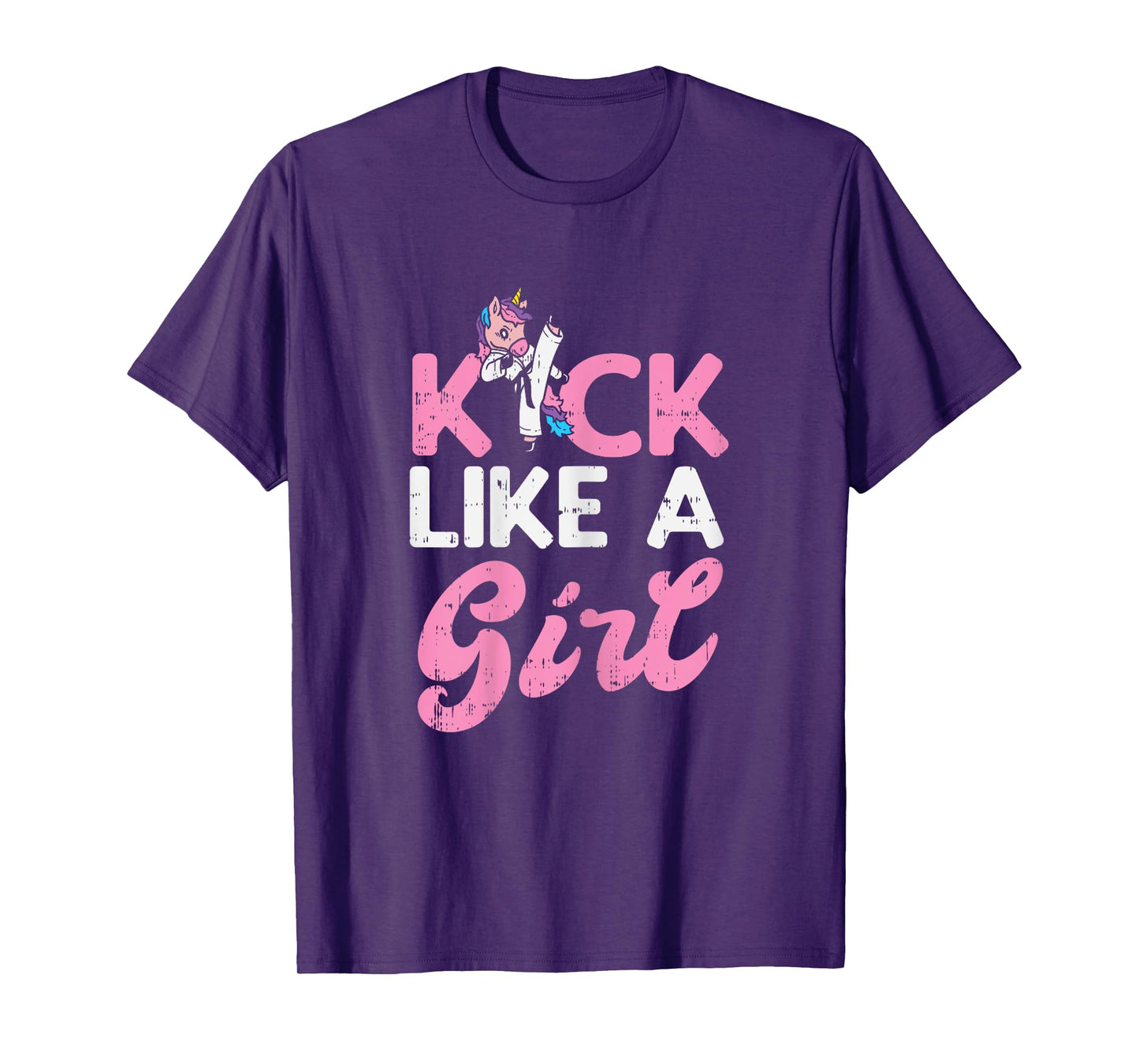 Kick Like Girl Unicorn Karate Taekwondo Martial Arts Gift T-Shirt