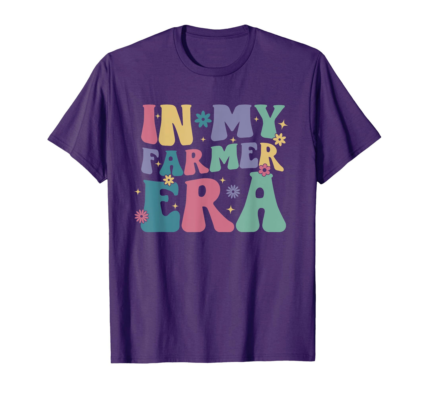 Groovy Retro Colorful Floral In My Farmer Era Farming Lover T-Shirt
