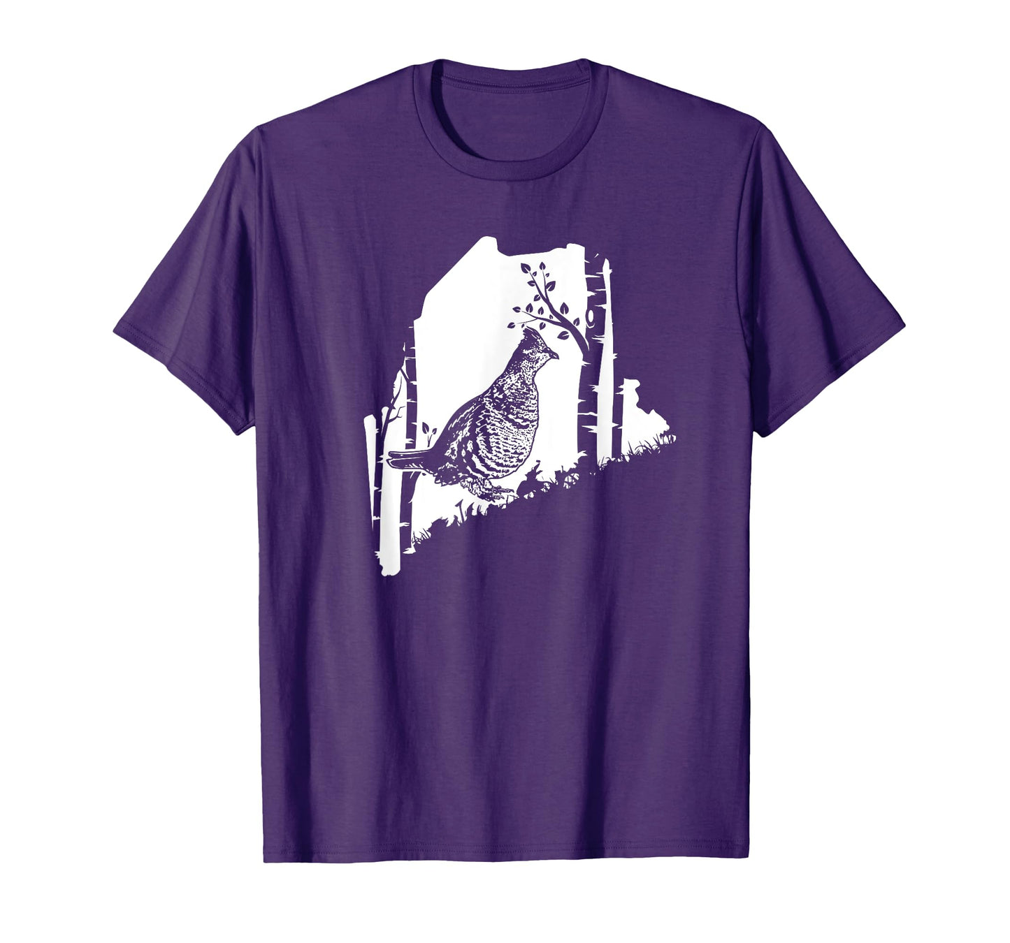 Hunting Partridge Grouse- Maine map Bird Hunter T-Shirt