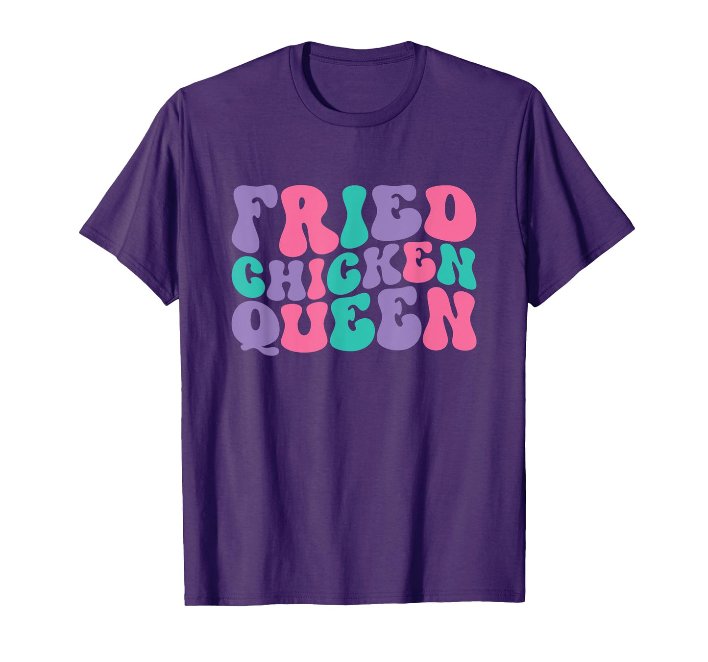 Fried Chicken Queen Womens Retro Vintage Wavy Groovy T-Shirt