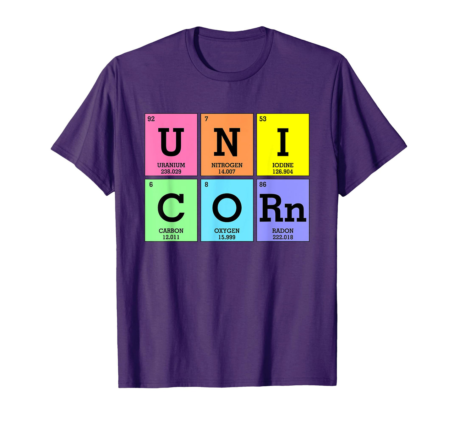 Cute Periodic Table of Elements Unicorn Rainbow Girl Kids T-Shirt