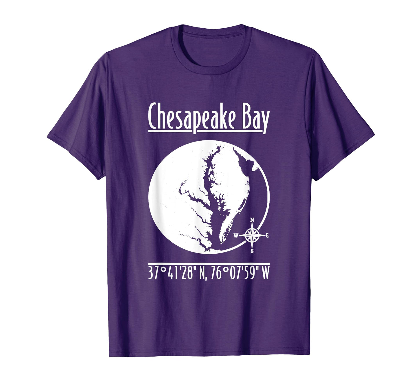 Designed by GeoGearCo Modern Chesapeake Bay Nature T-Shirt, Men's Unisex-Adults, Short Sleeve, Black, Small