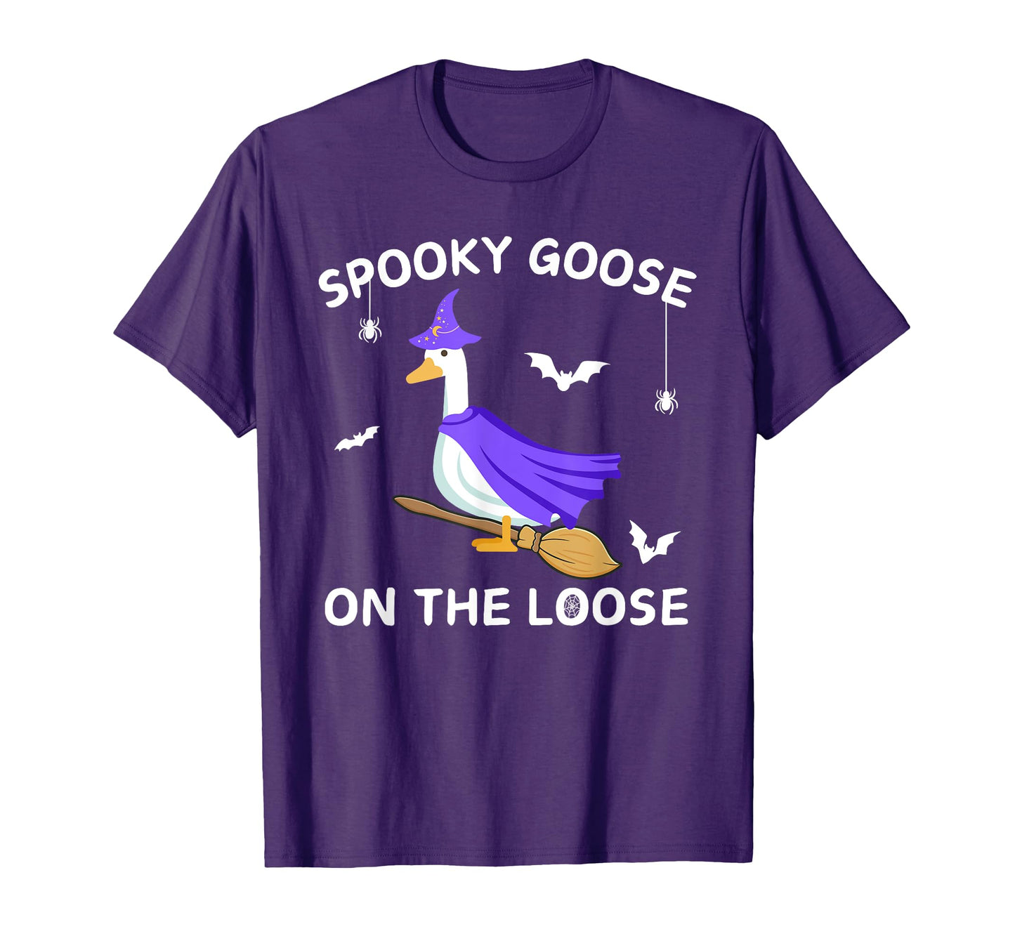 Spooky Goose On The Loose Witch Silly Goose Animal Halloween T-Shirt