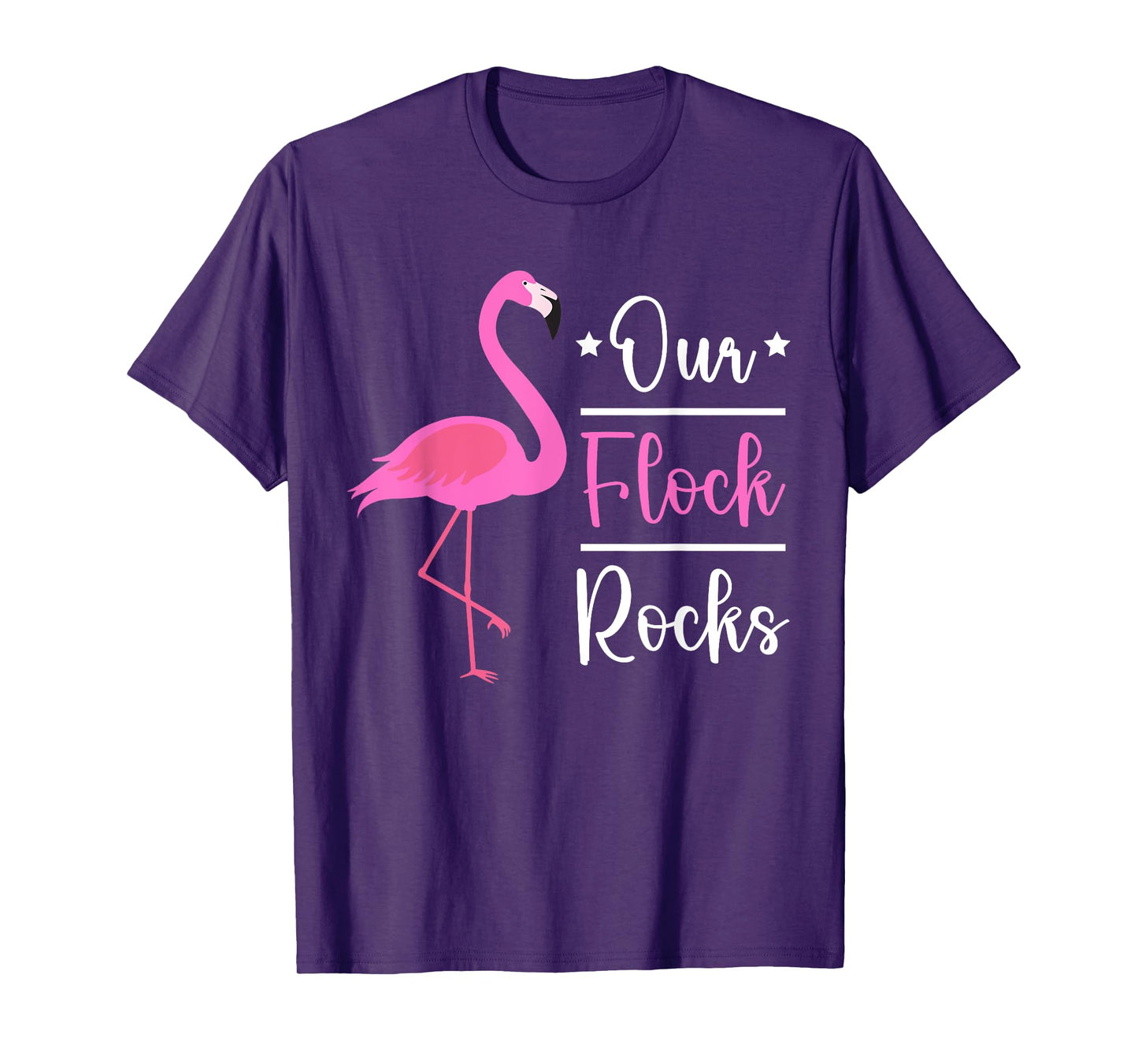 Our Flock Rocks Flamingo Funny T-Shirt