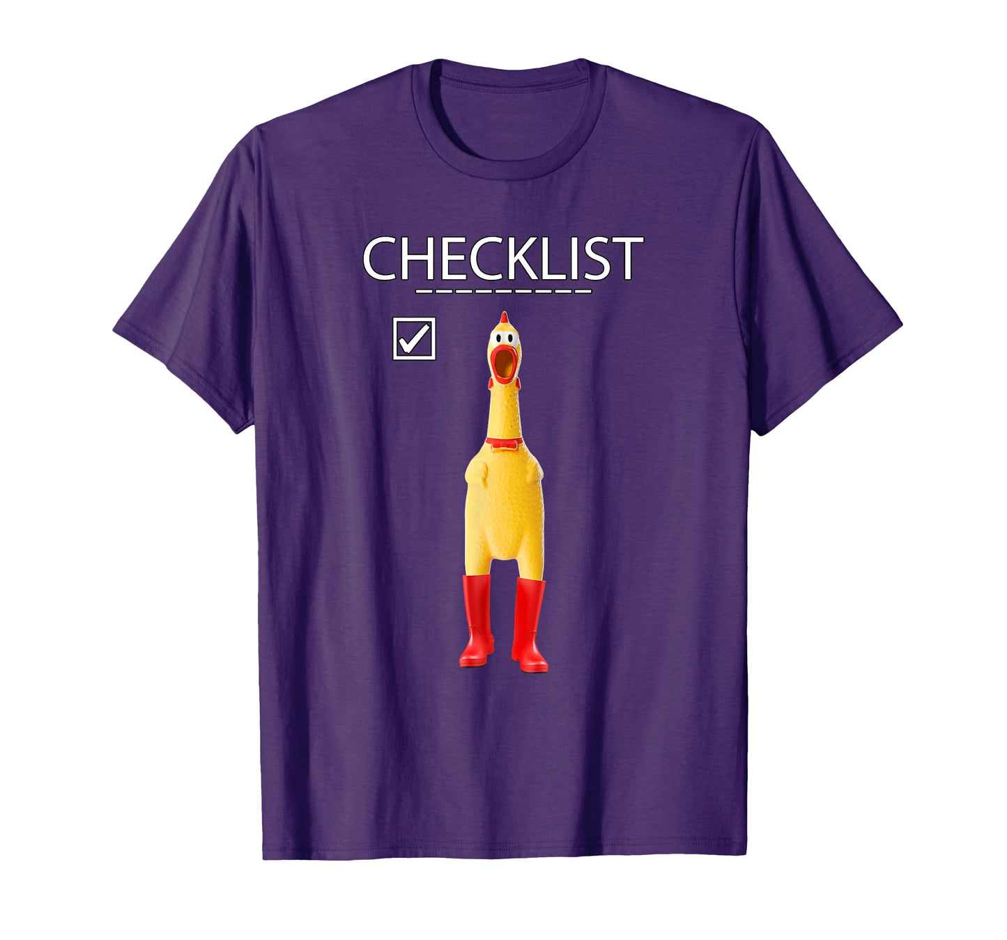 Funny Rubber Chicken Gift for Boys Checklist Practical Joke T-Shirt