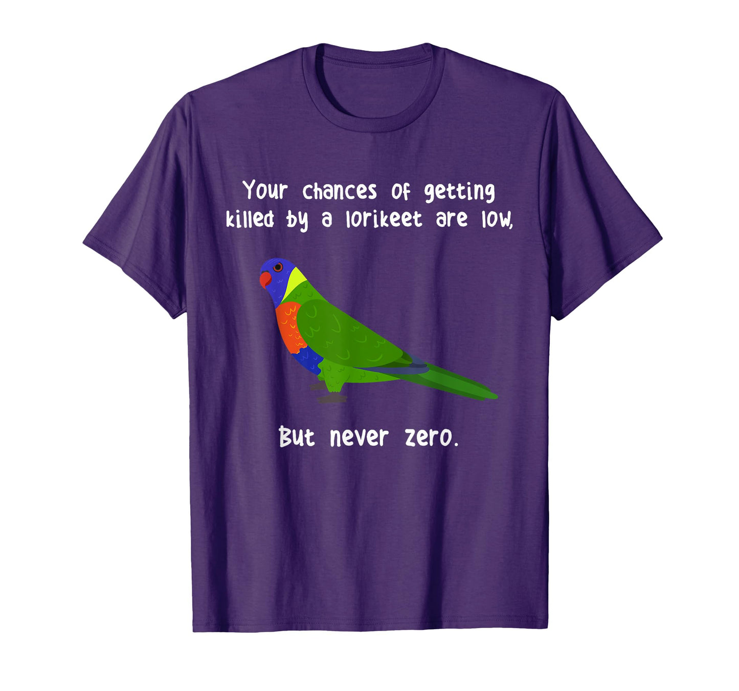 Rainbow Lorikeet Never Zero, Funny Cute Pet Lory Parrot Bird T-Shirt