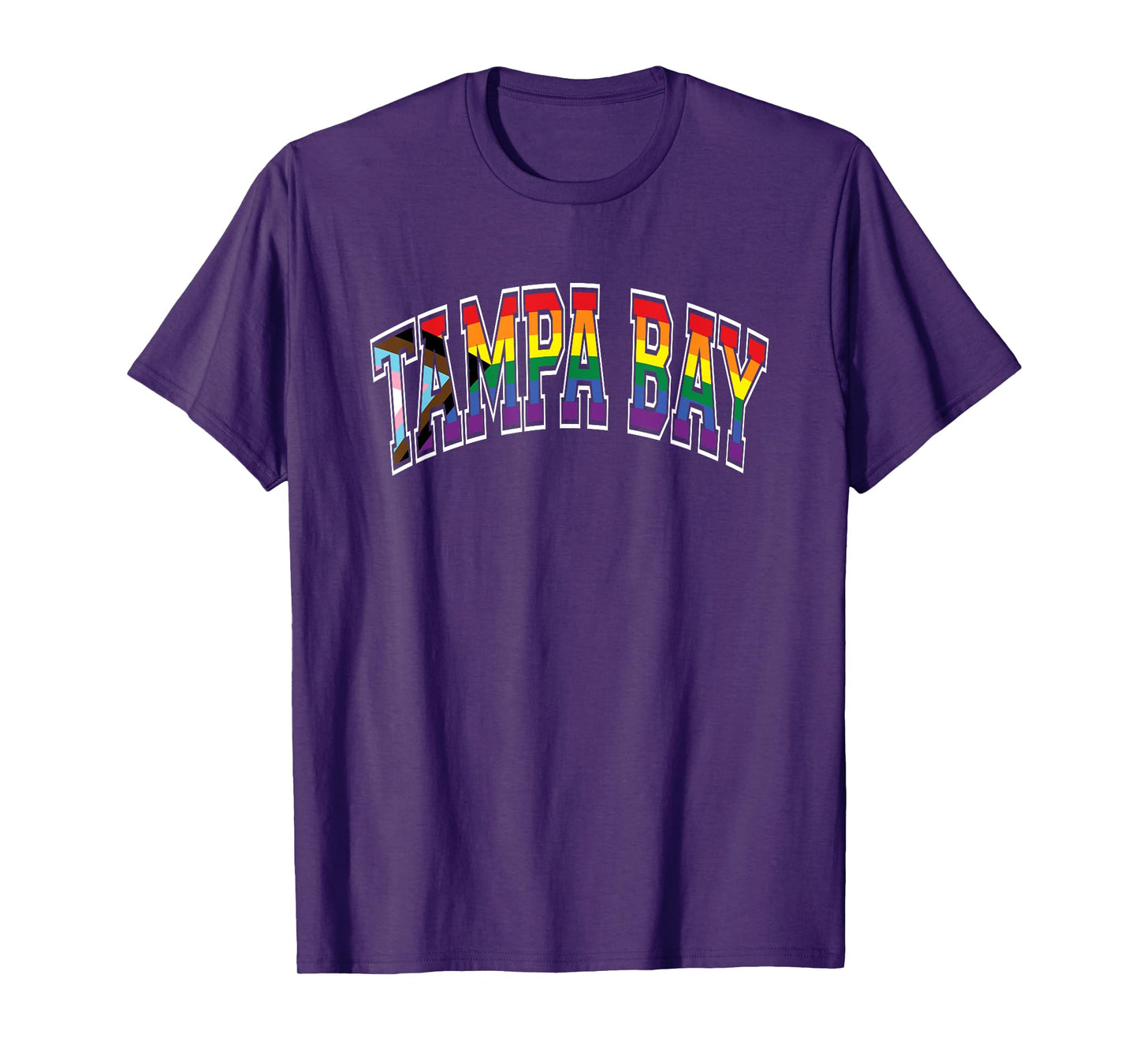 Tampa Bay Arched Text Progress Pride Pattern T-Shirt