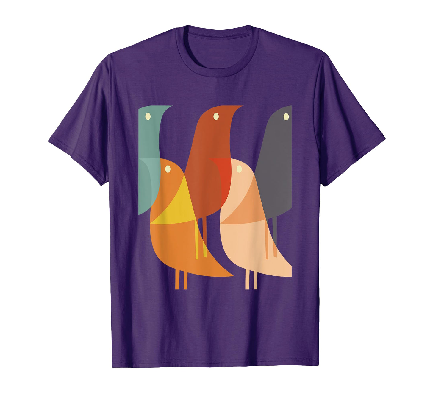 Geometric Bird Print Cool Retro 60s Style 70s Hippy Pattern T-Shirt