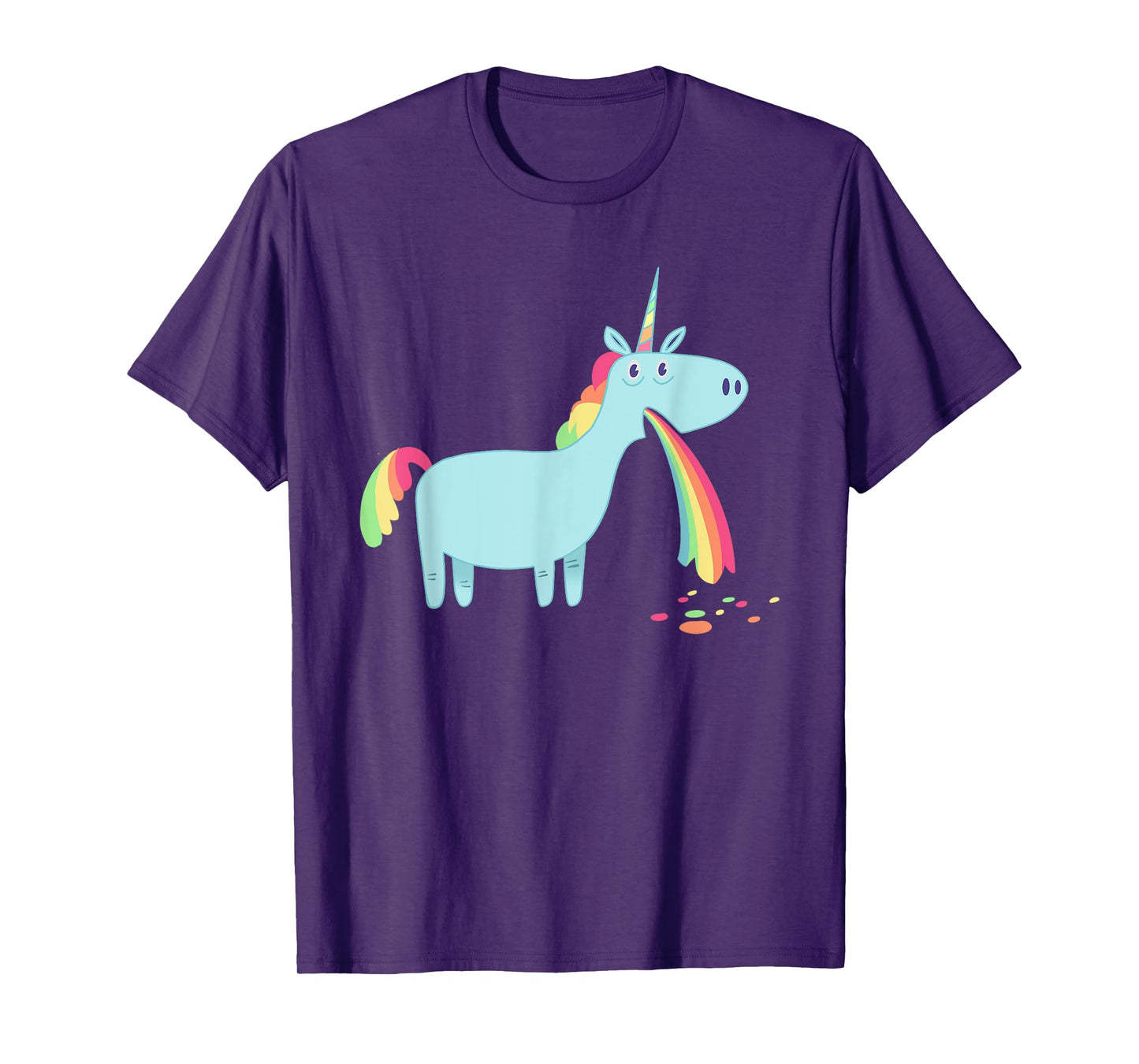 Unicorn vomiting rainbow spew graphic t-shirt T-Shirt
