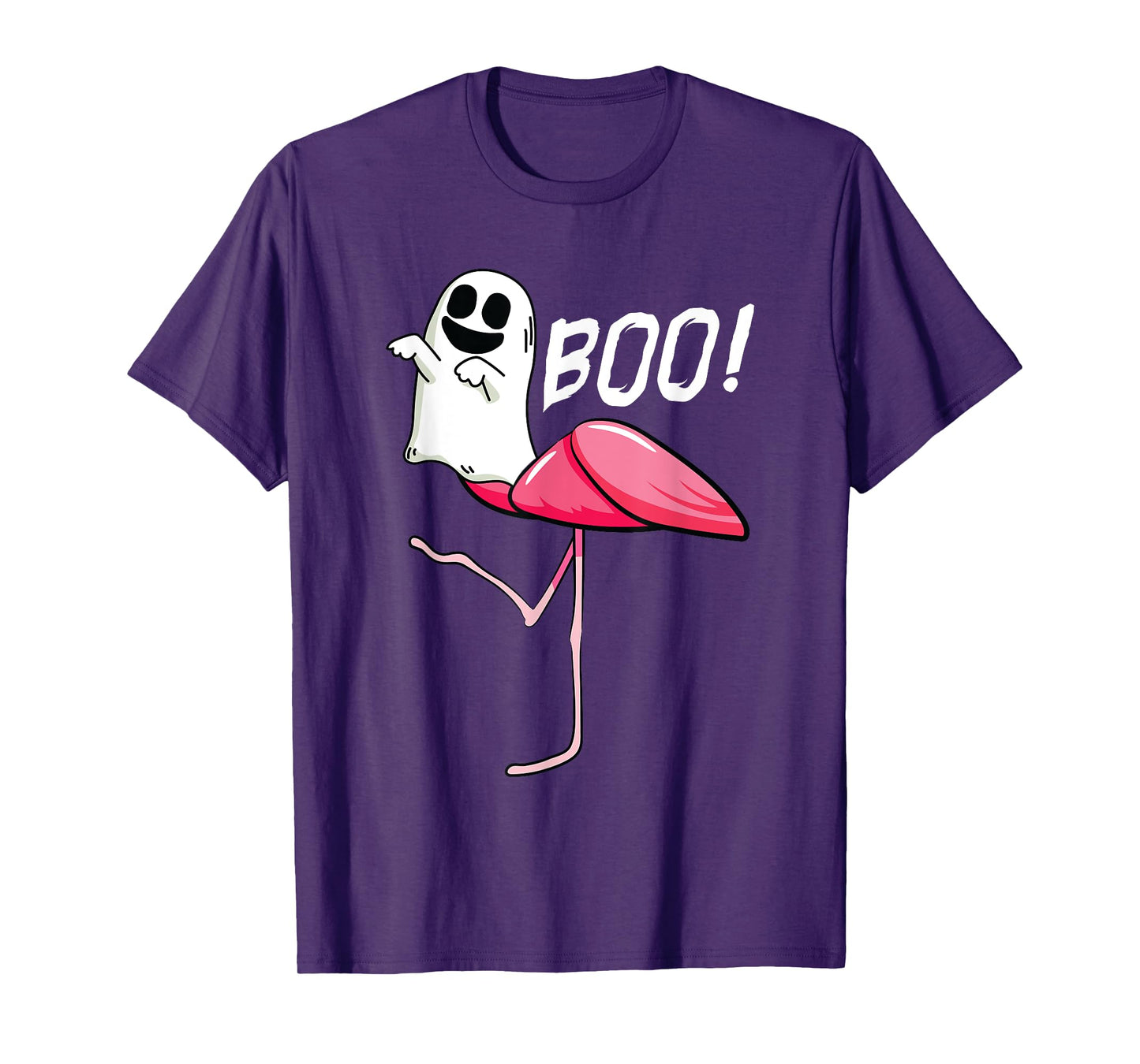 Boo Ghost Flamingo Lazy DIY Halloween Costume Funny Animal T-Shirt