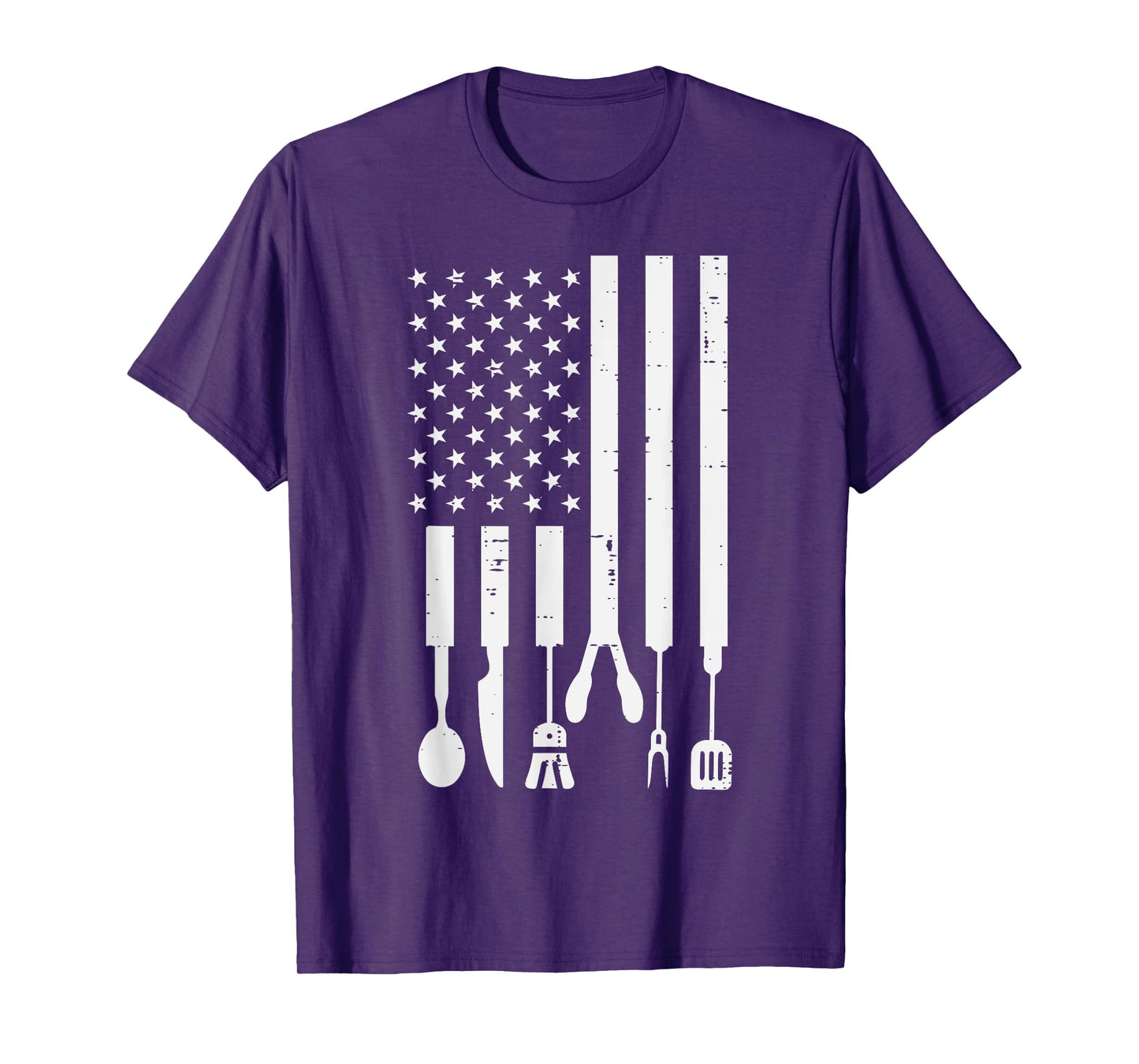 White US Flag Bbq Tools Vintage Grilling Smoking Patriotic T-Shirt