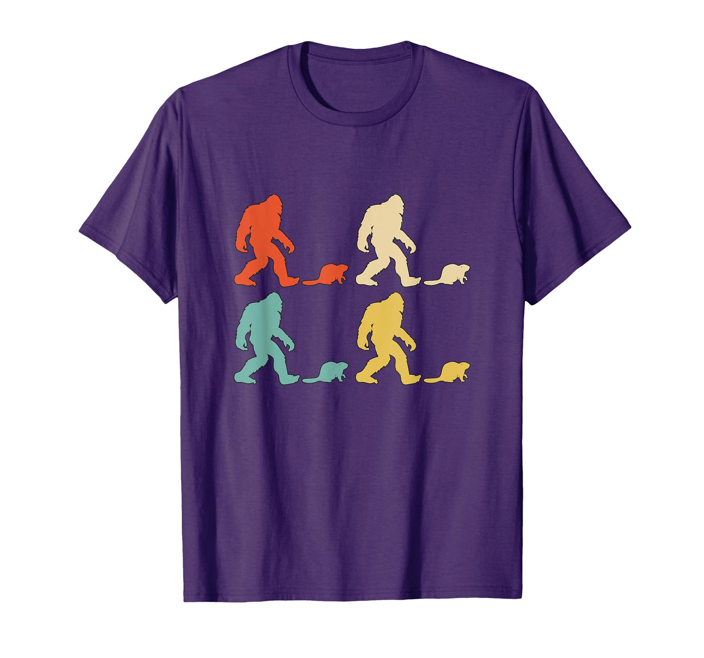 Retro Colors Bigfoot Beaver Gift Sasquatch Beaver T-Shirt