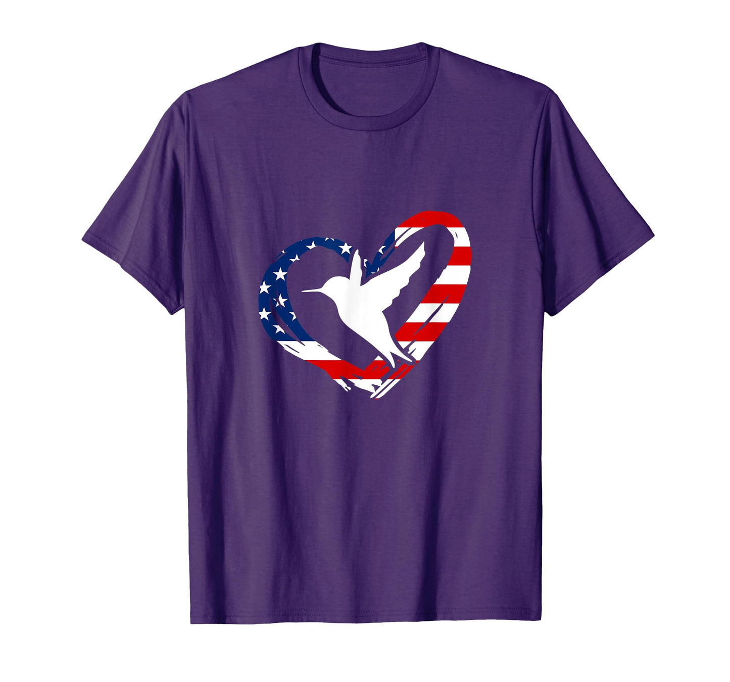 Hummingbird American Flag Heart USA 4th Of July T-Shirt
