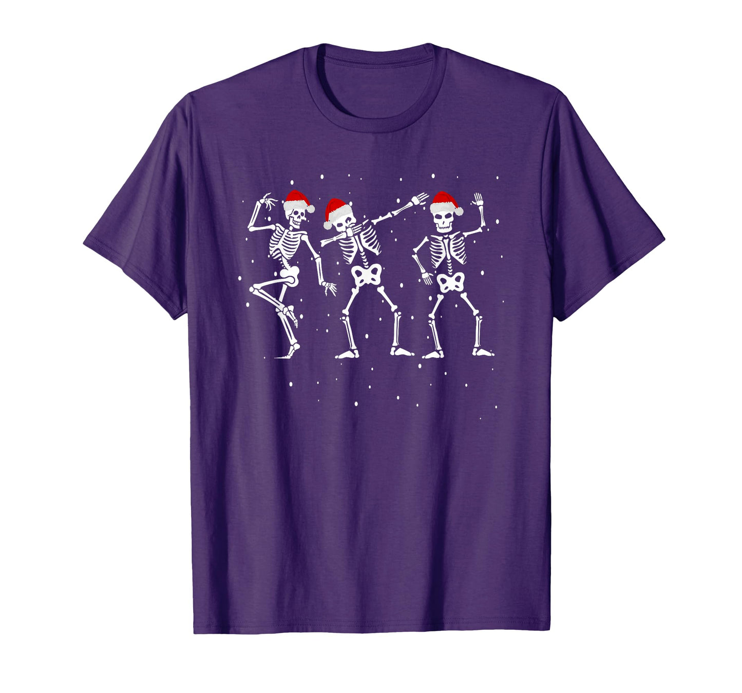 Skeletons Dancing with Santa Hats Funny Christmas Skelton T-Shirt