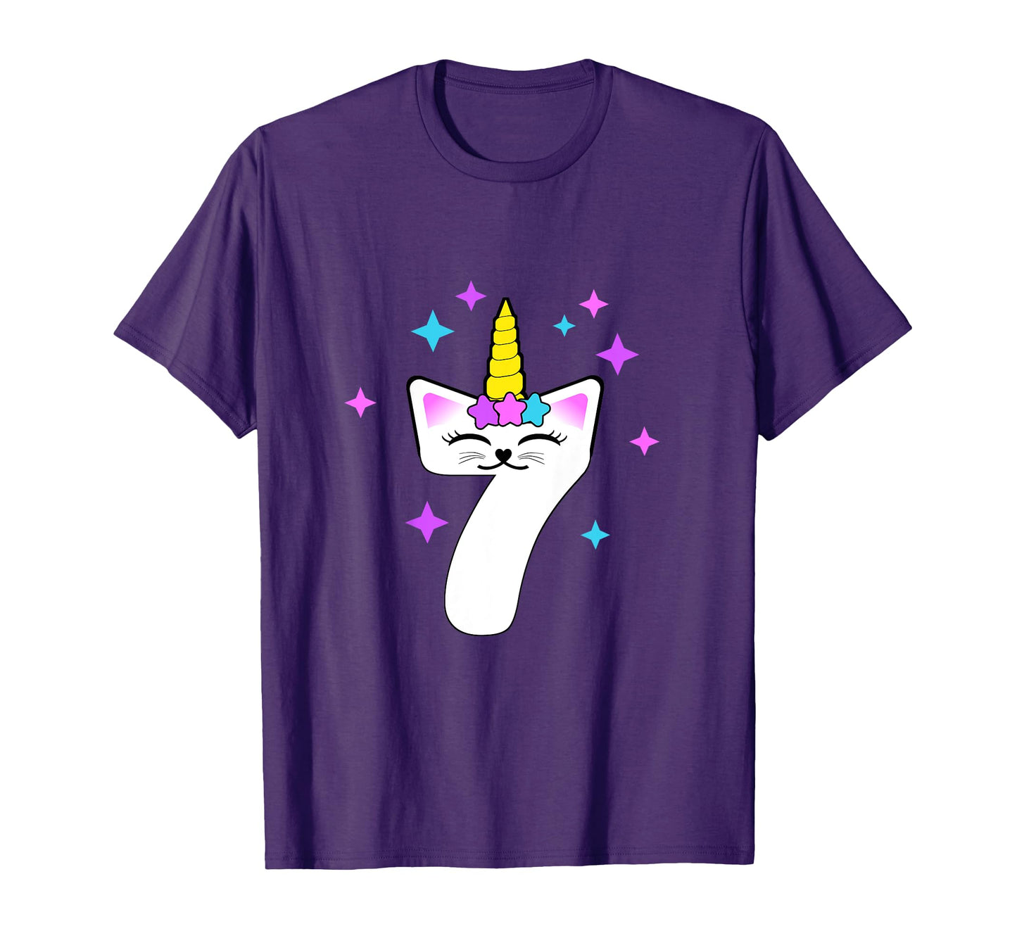 7 Year Old Cat Unicorn Caticorn 7th Birthday Party Girls T-Shirt