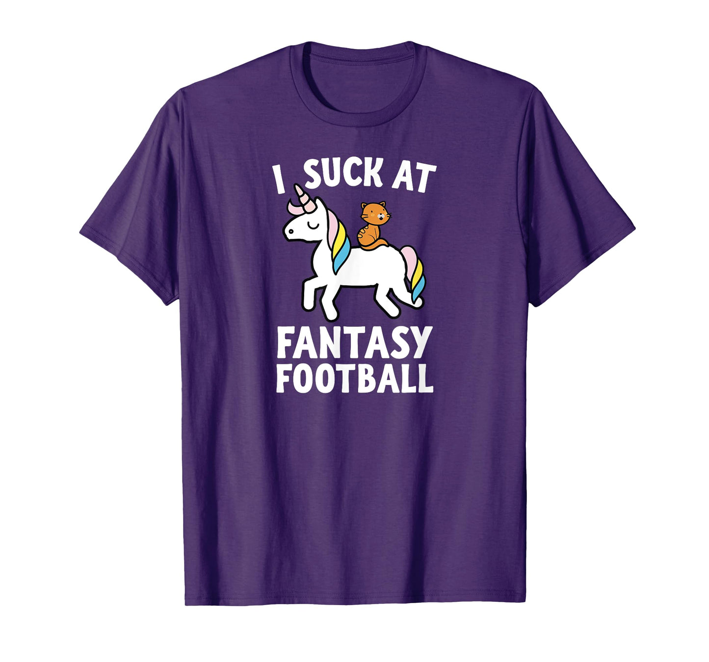 I Suck At Fantasy Football Loser Tee Shirt Men Unicorn Cat T-Shirt