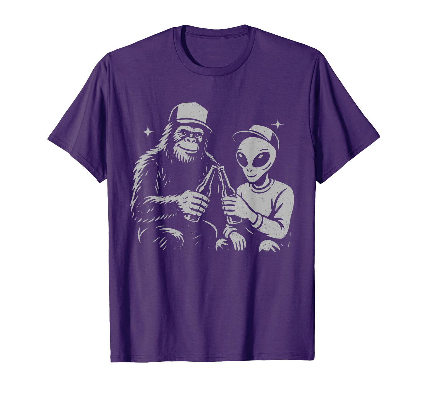 Retro Alien Bigfoot Cheers Funny Paranormal Drinking T-Shirt