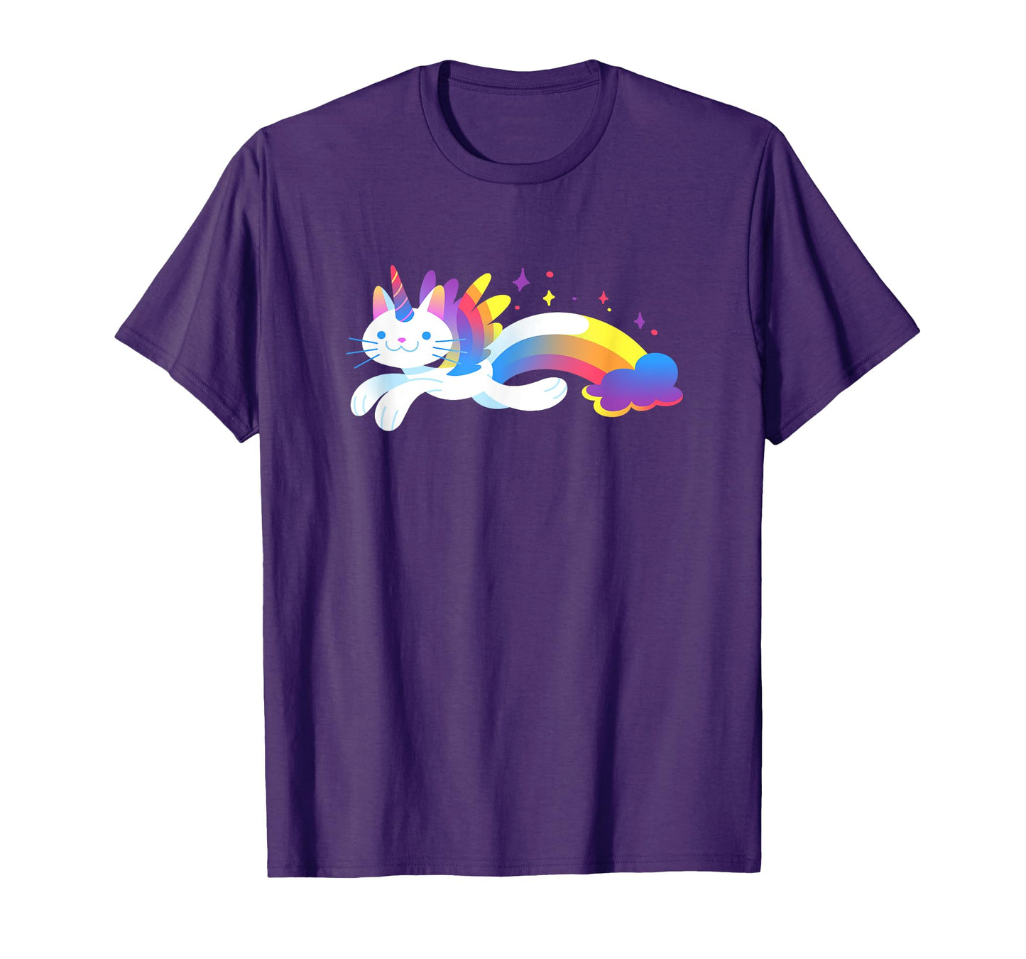 Unicorn Kitty Rainbow T-Shirt - Flying Unicat Caticorn T-Shirt for Men Women Girls Kids